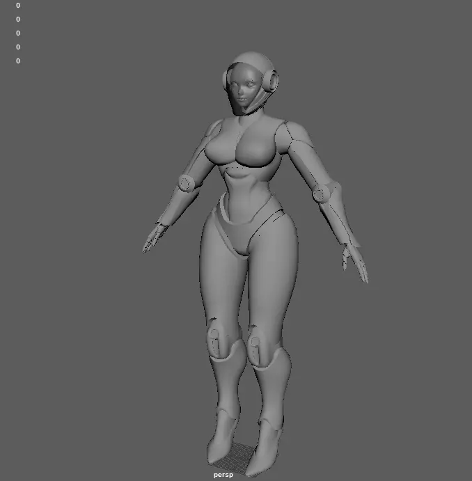 Robot character with human face Low-poly 3D model_7