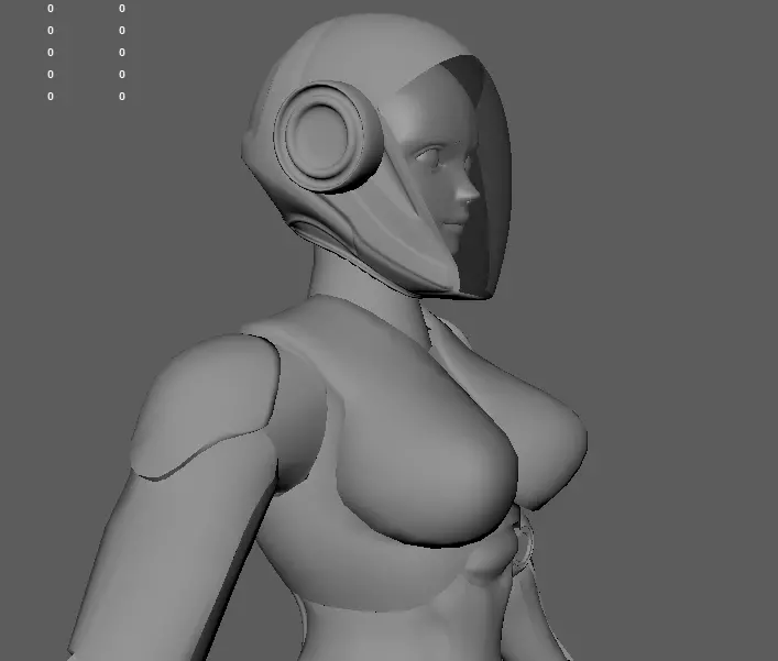 Robot character with human face Low-poly 3D model_6