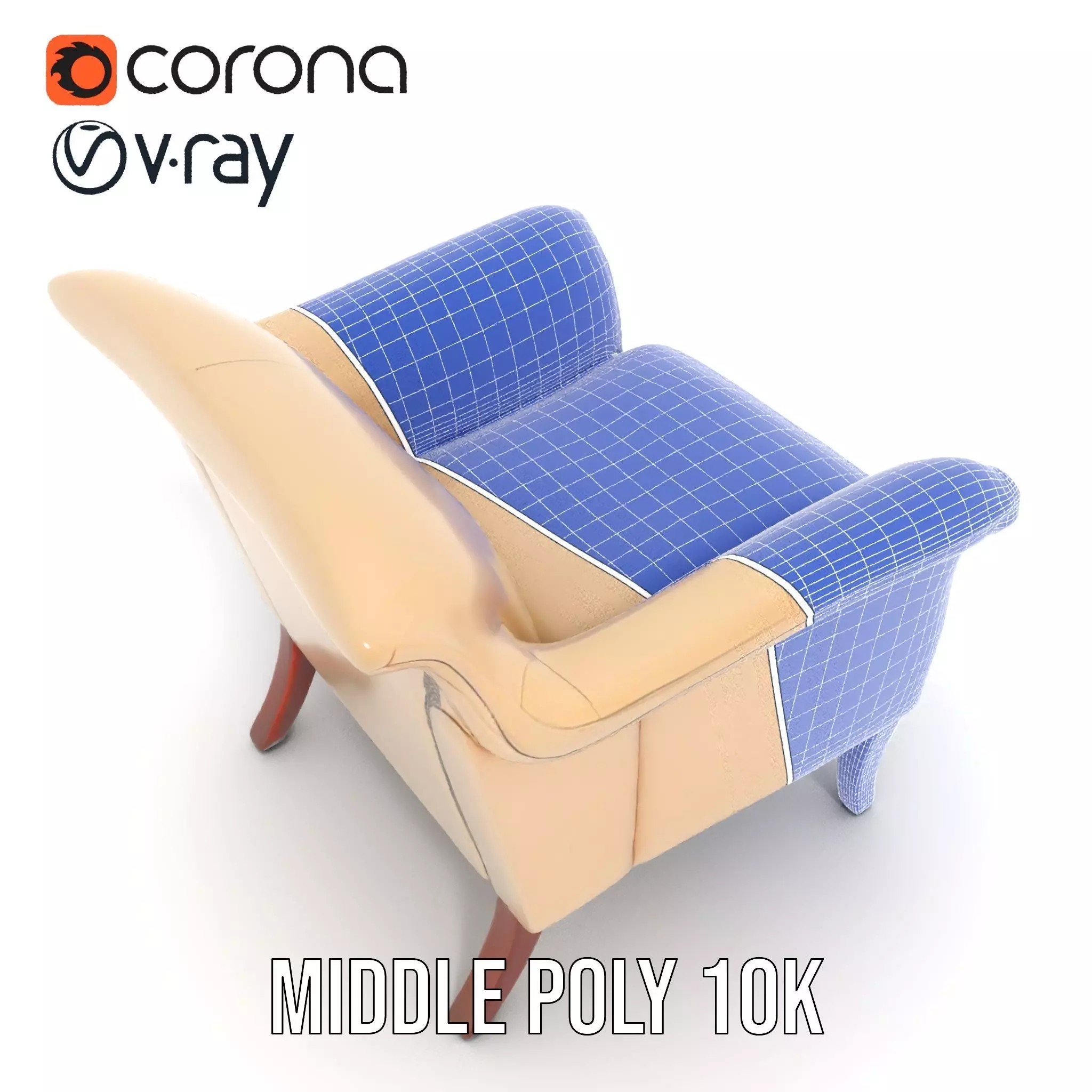 Elegant Beige Armchair model pack Low-poly 3D model_15