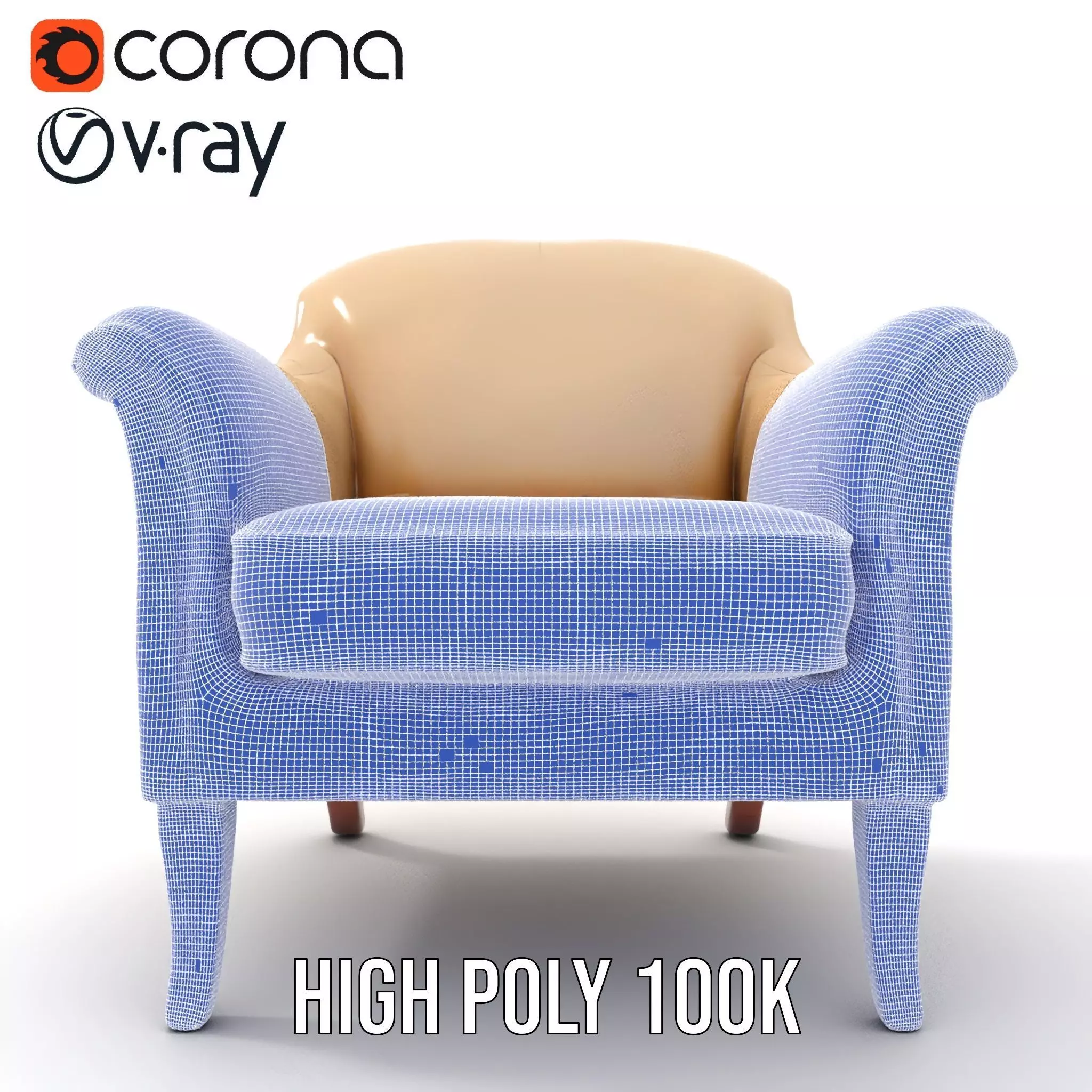 Elegant Beige Armchair model pack Low-poly 3D model_31