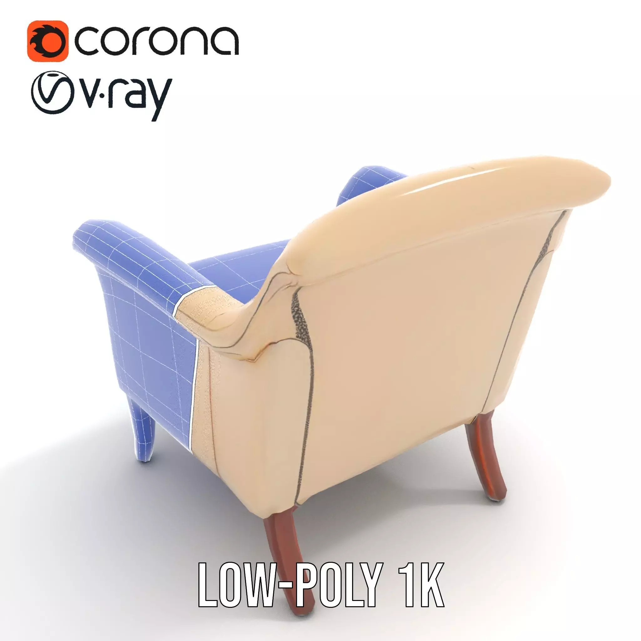 Elegant Beige Armchair model pack Low-poly 3D model_22