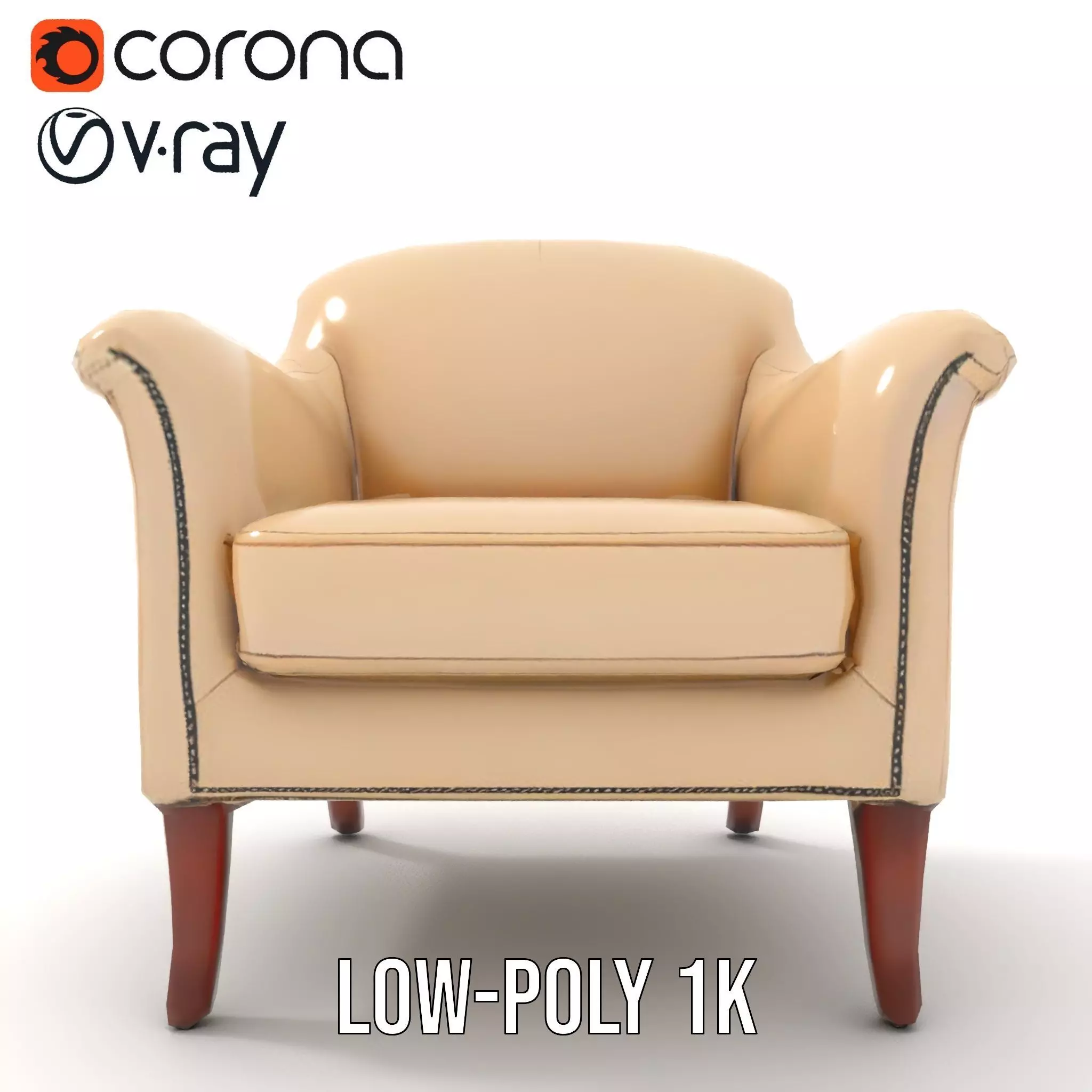 Elegant Beige Armchair model pack Low-poly 3D model_27
