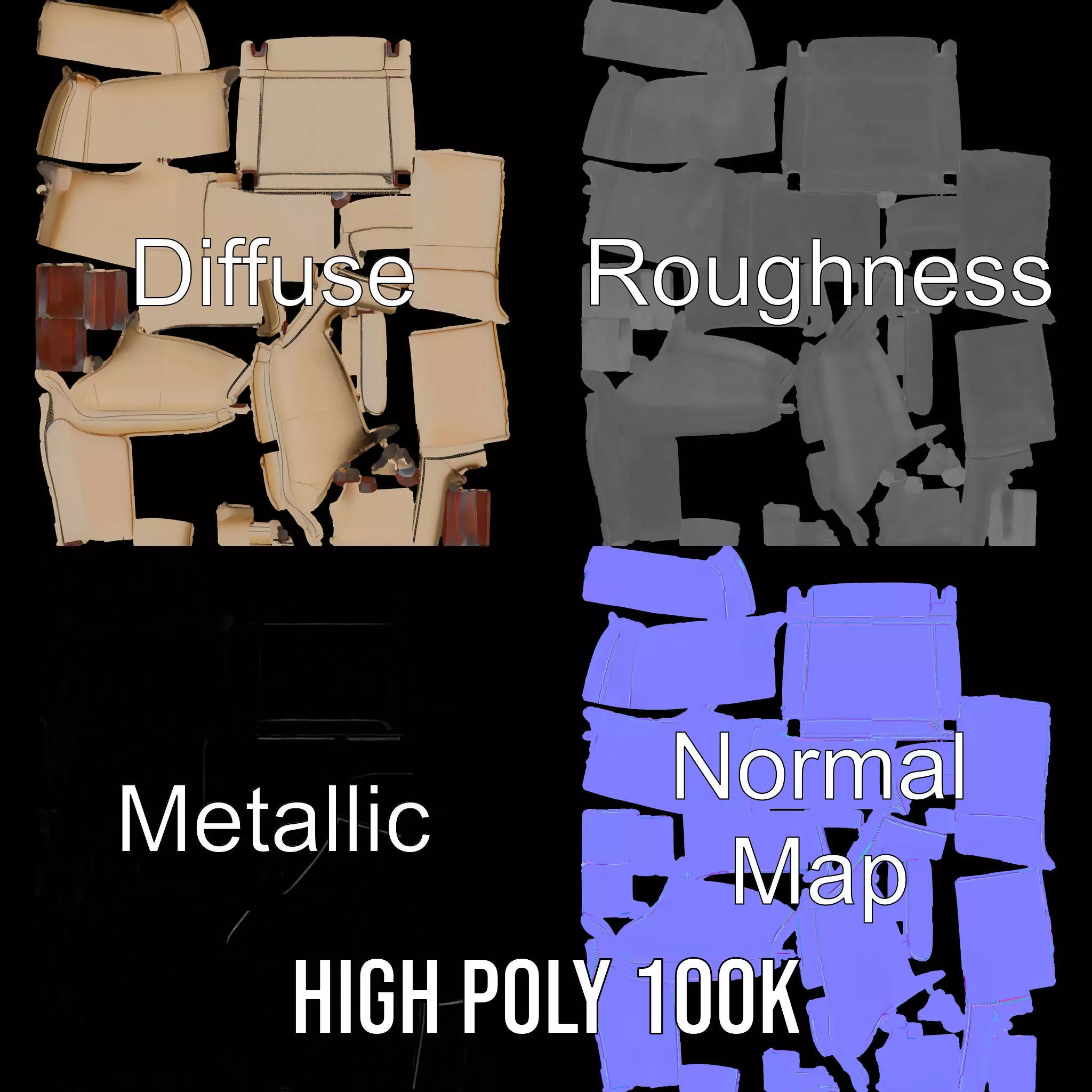 Elegant Beige Armchair model pack Low-poly 3D model_3