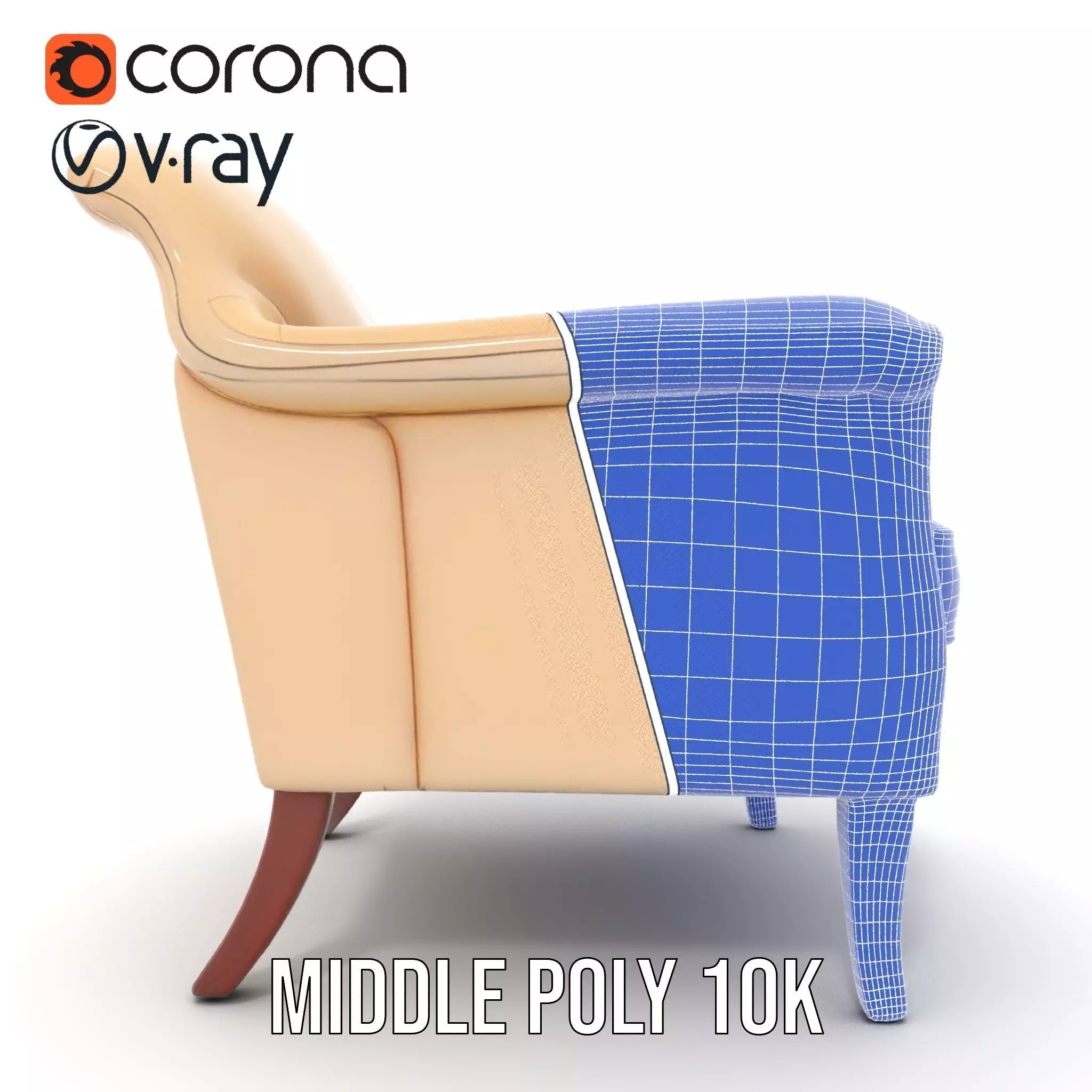 Elegant Beige Armchair model pack Low-poly 3D model_29