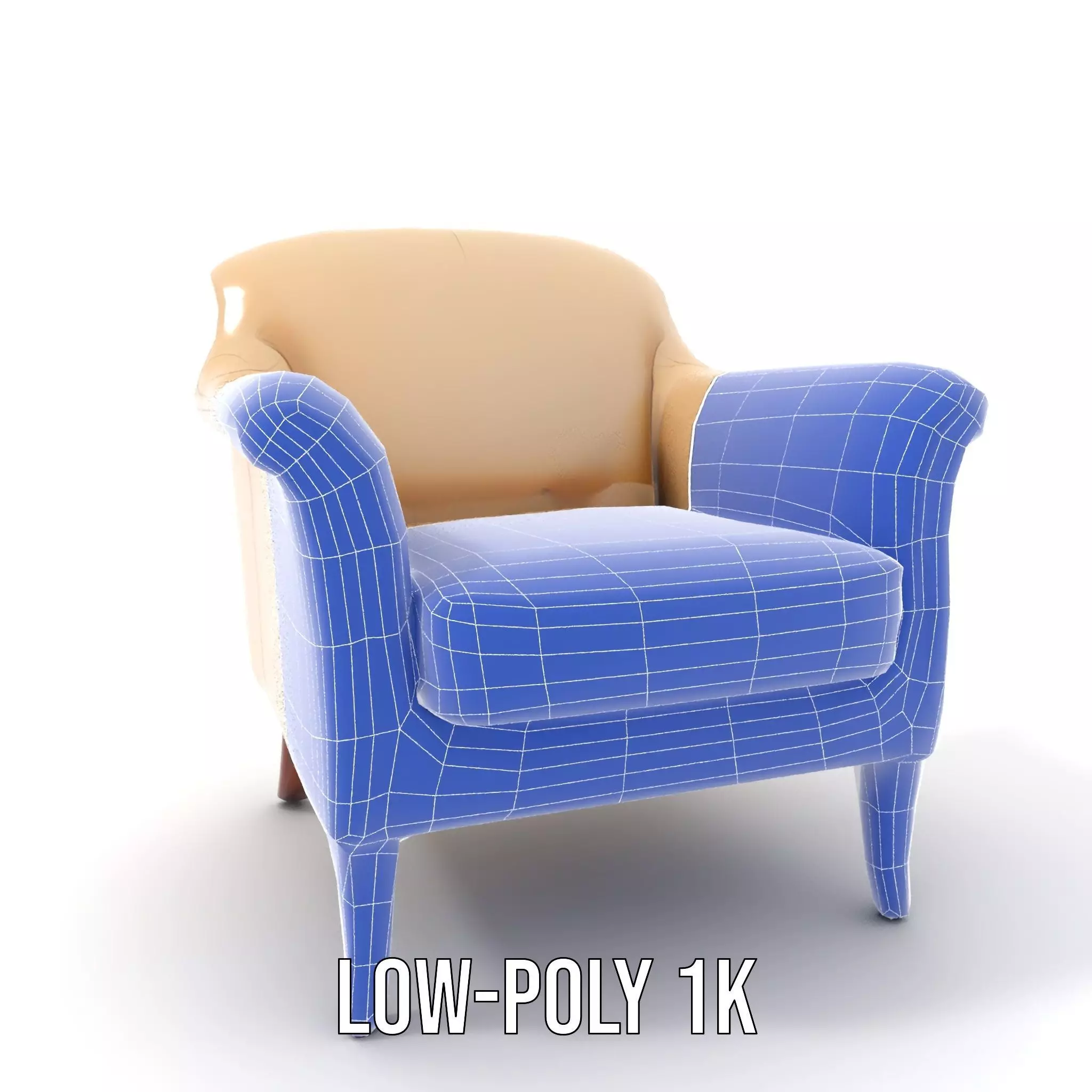 Elegant Beige Armchair model pack Low-poly 3D model_14
