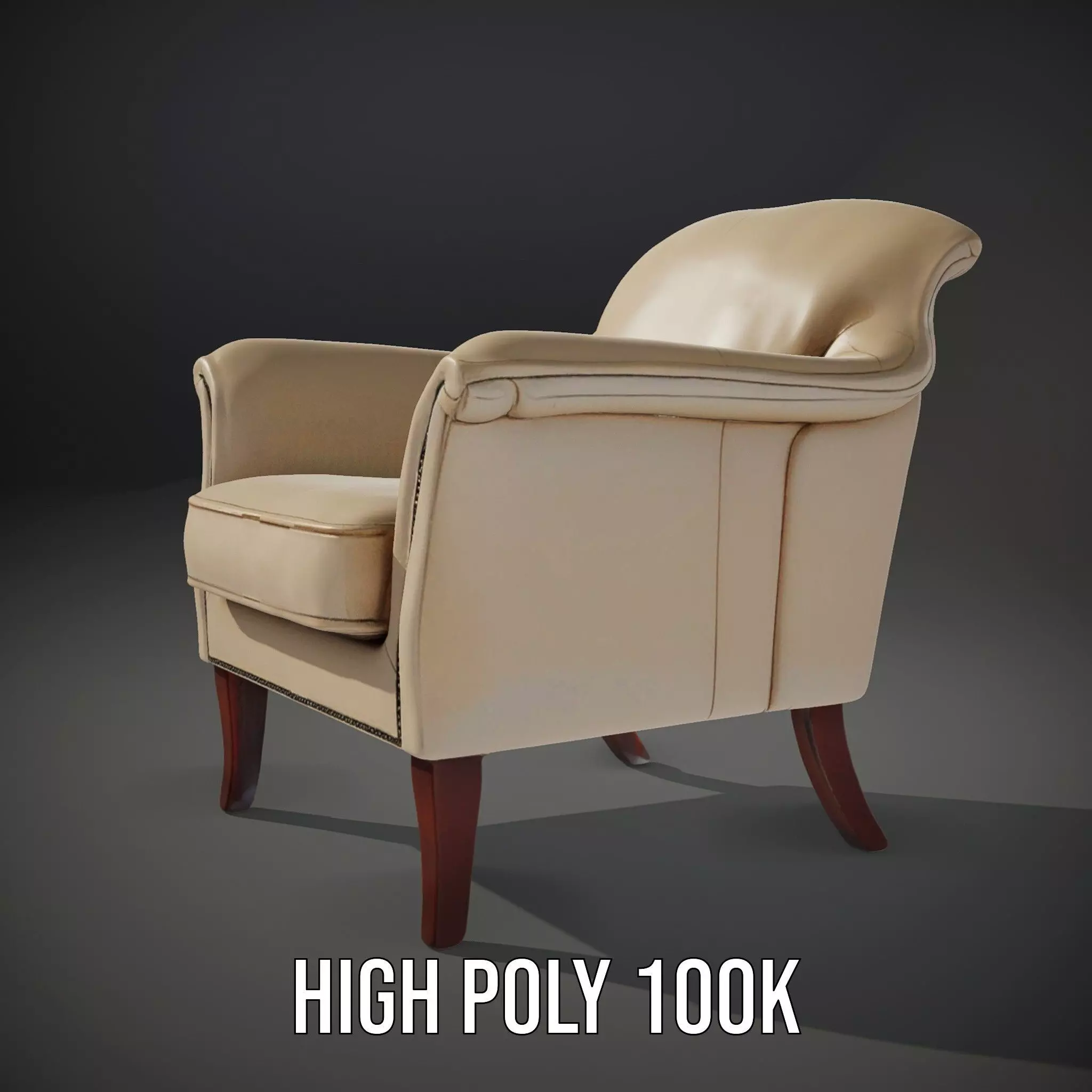 Elegant Beige Armchair model pack Low-poly 3D model_9