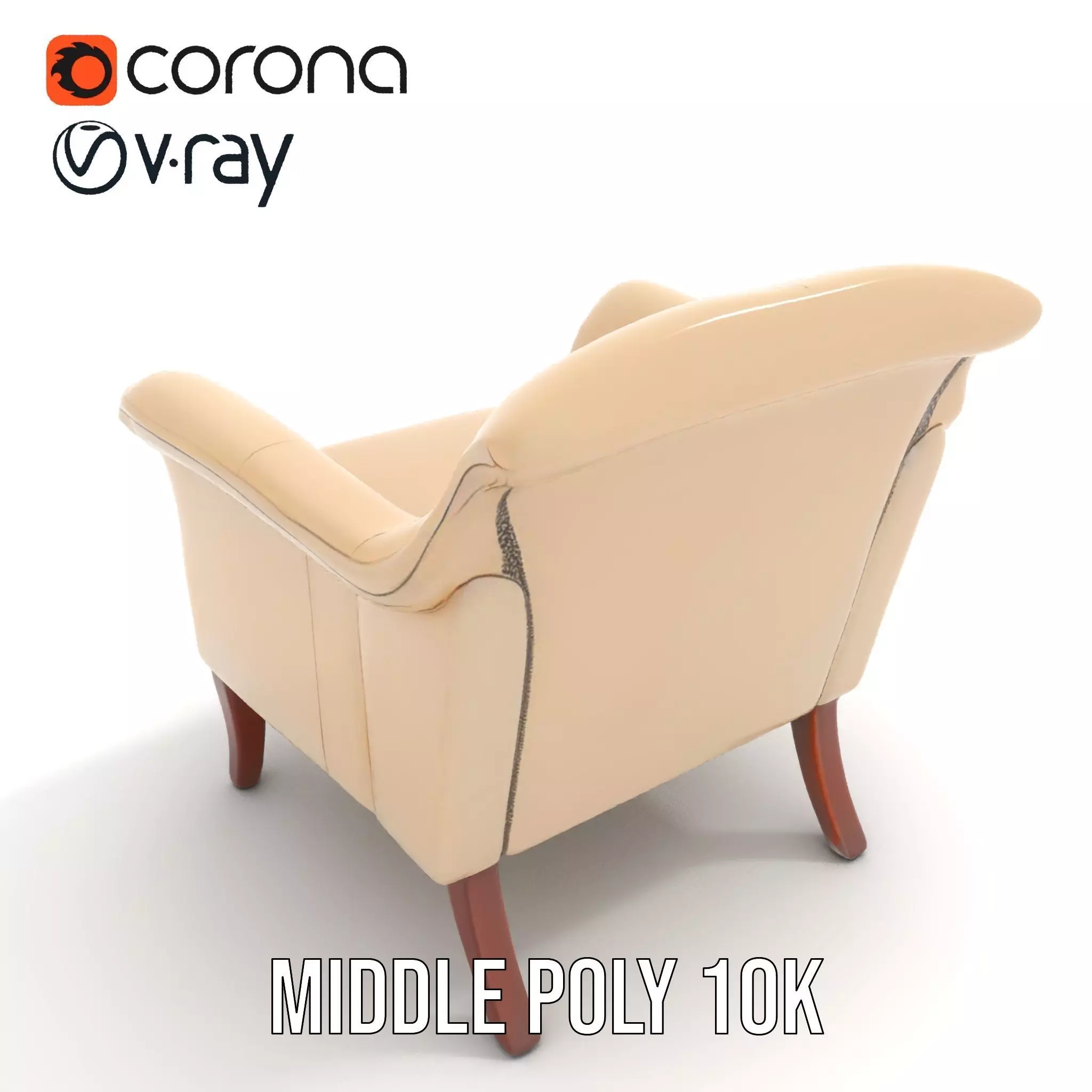 Elegant Beige Armchair model pack Low-poly 3D model_5
