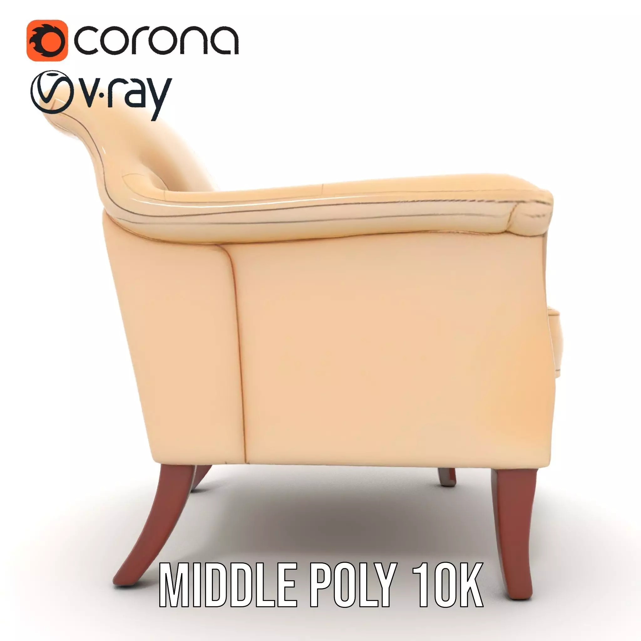 Elegant Beige Armchair model pack Low-poly 3D model_6