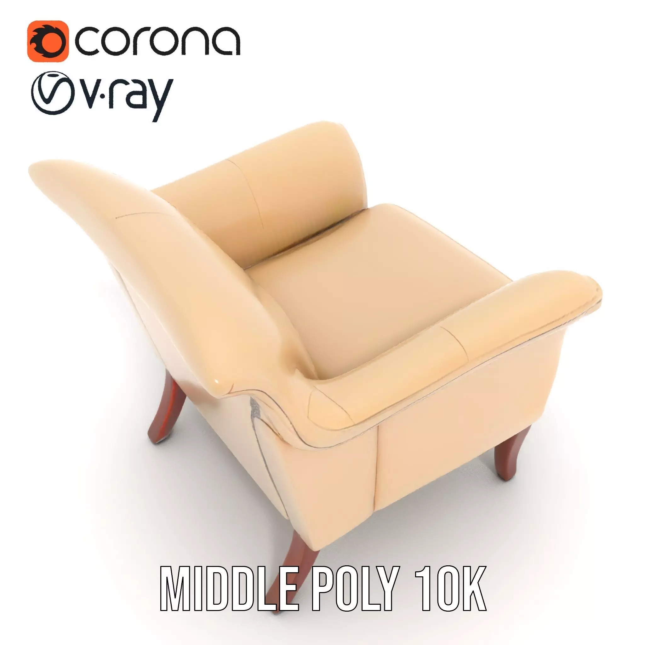 Elegant Beige Armchair model pack Low-poly 3D model_10