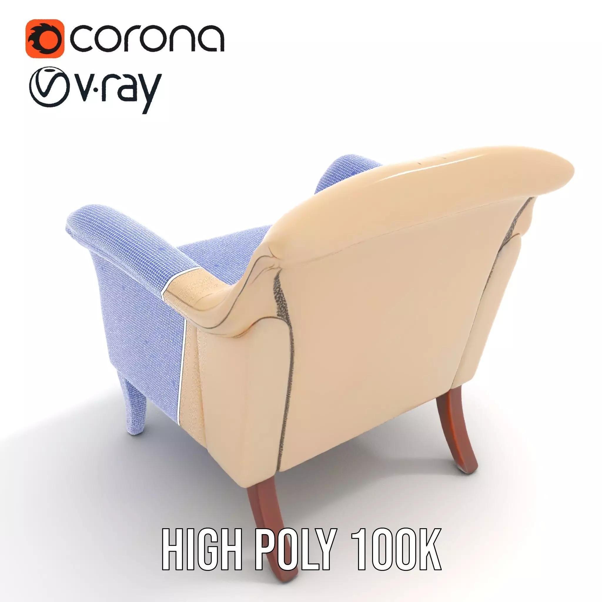 Elegant Beige Armchair model pack Low-poly 3D model_23