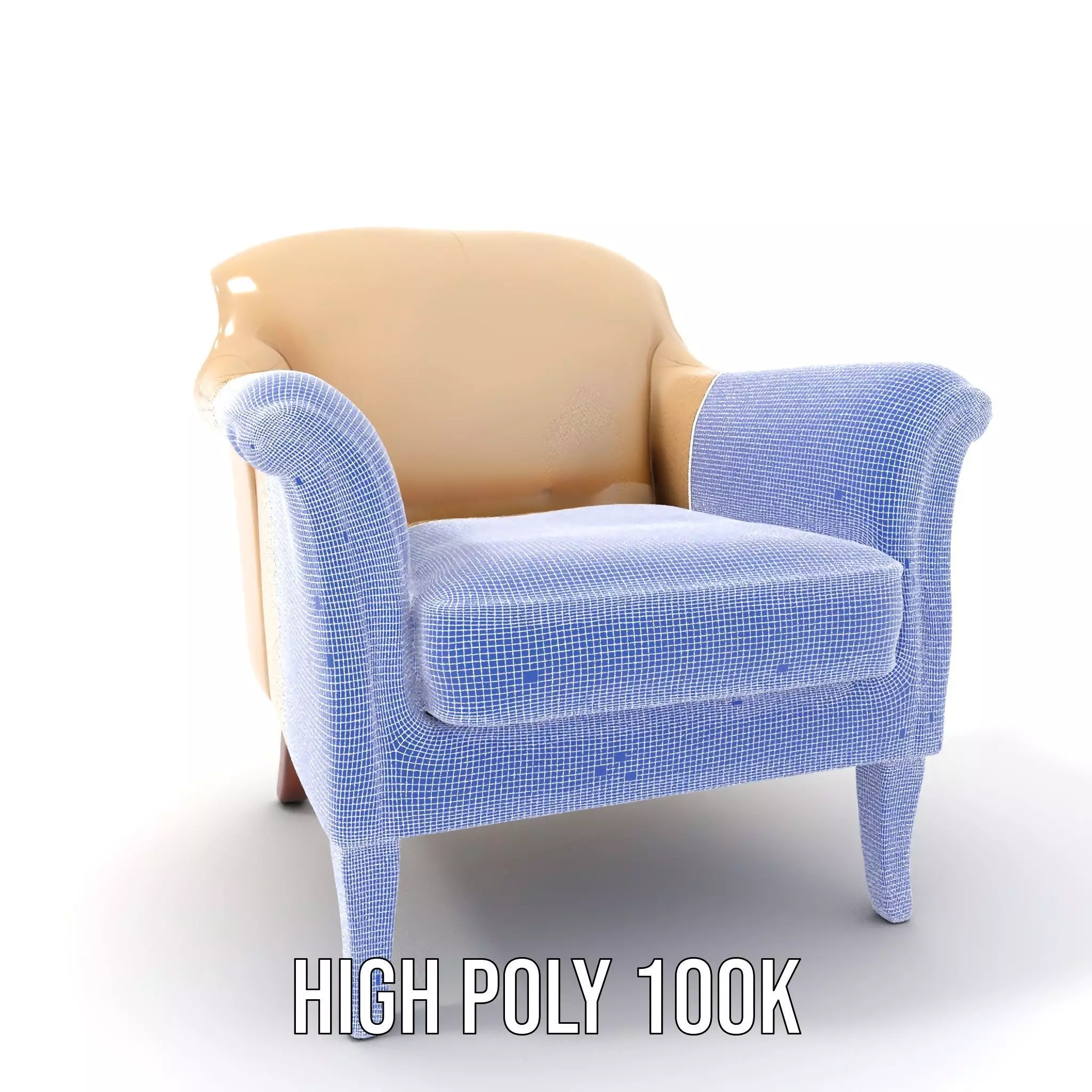 Elegant Beige Armchair model pack Low-poly 3D model_4