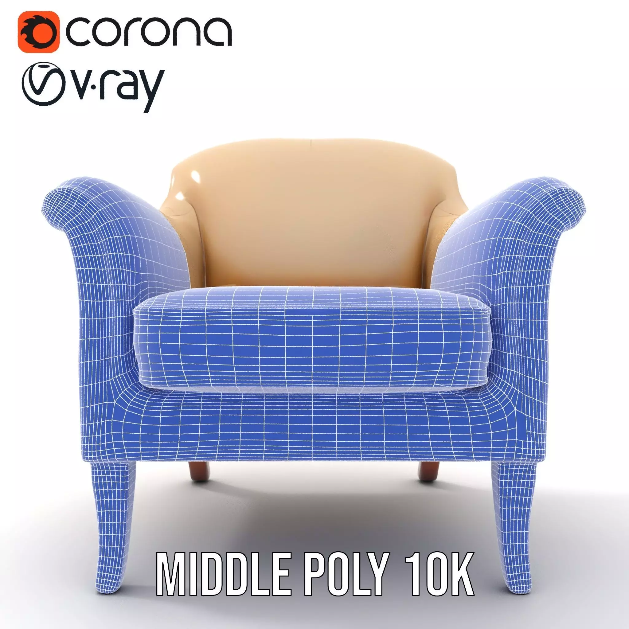 Elegant Beige Armchair model pack Low-poly 3D model_21