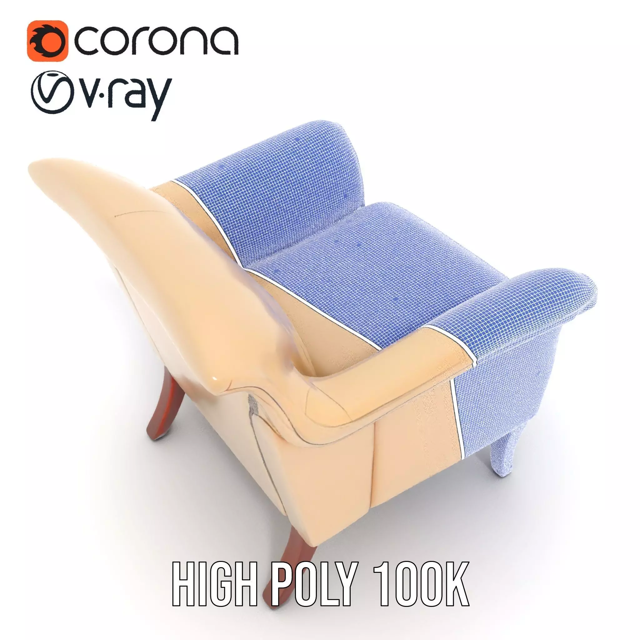 Elegant Beige Armchair model pack Low-poly 3D model_28