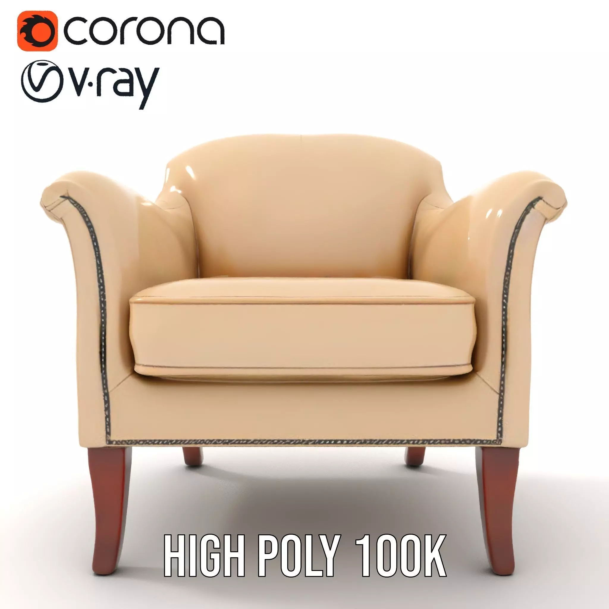 Elegant Beige Armchair model pack Low-poly 3D model_33