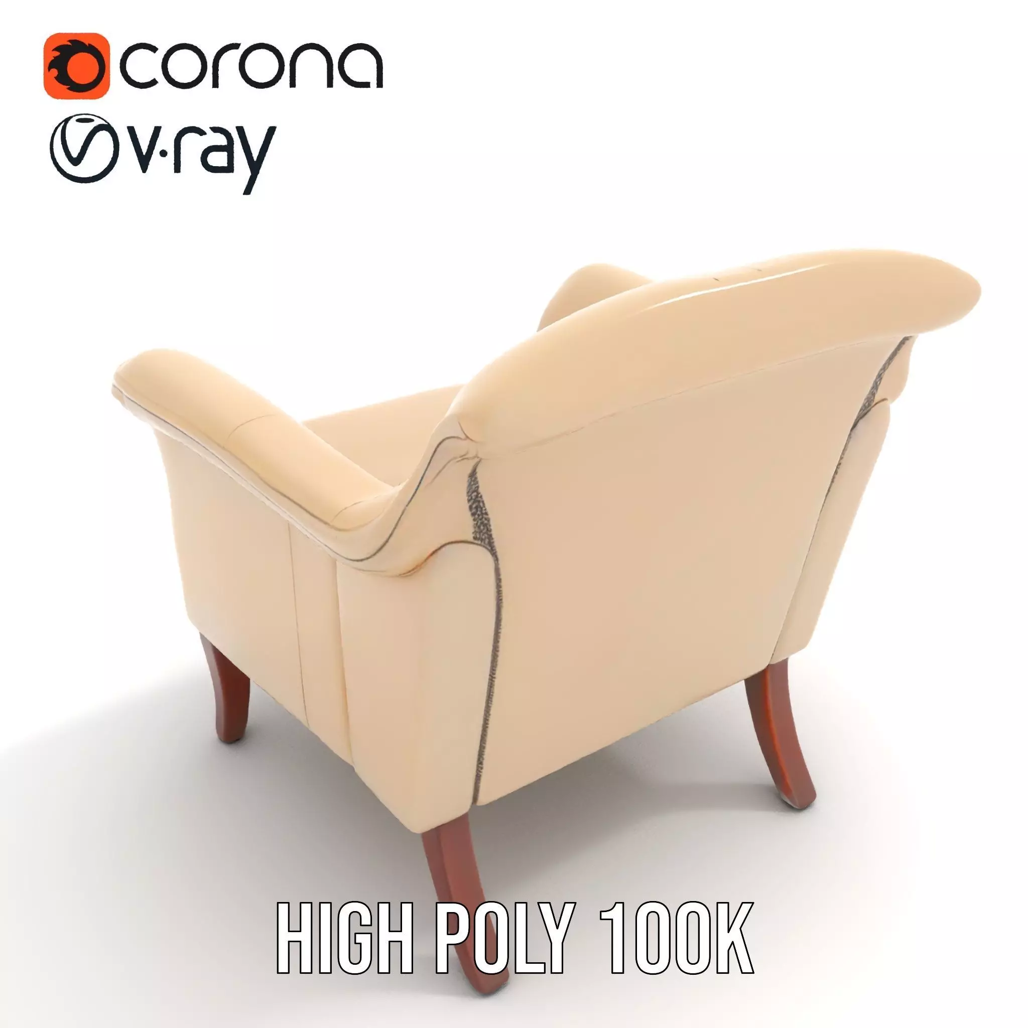 Elegant Beige Armchair model pack Low-poly 3D model_17