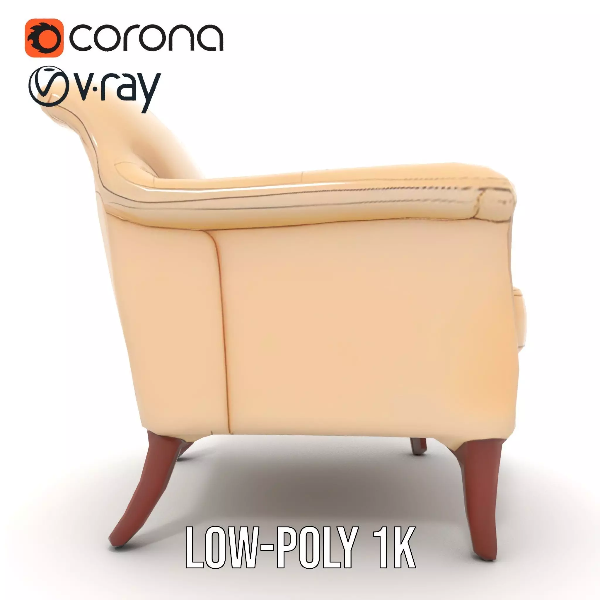 Elegant Beige Armchair model pack Low-poly 3D model_25