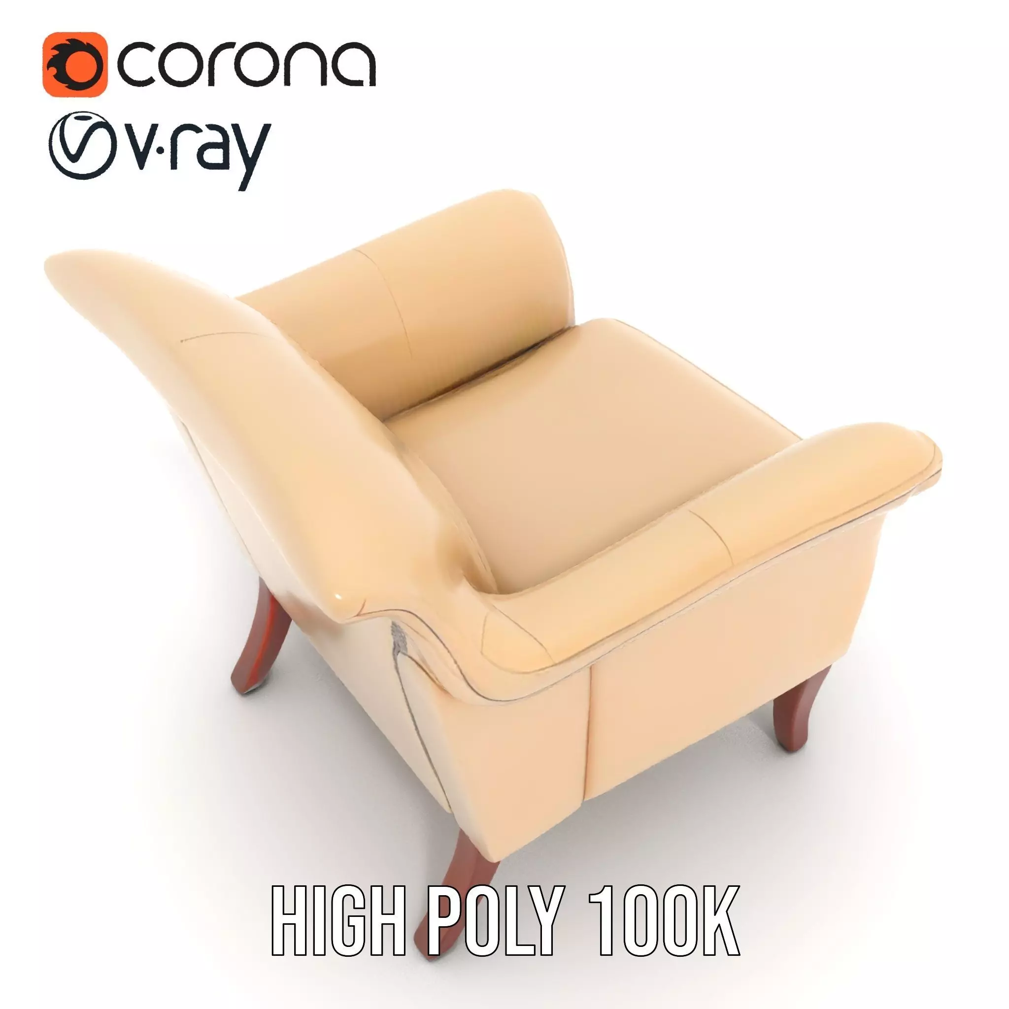 Elegant Beige Armchair model pack Low-poly 3D model_20