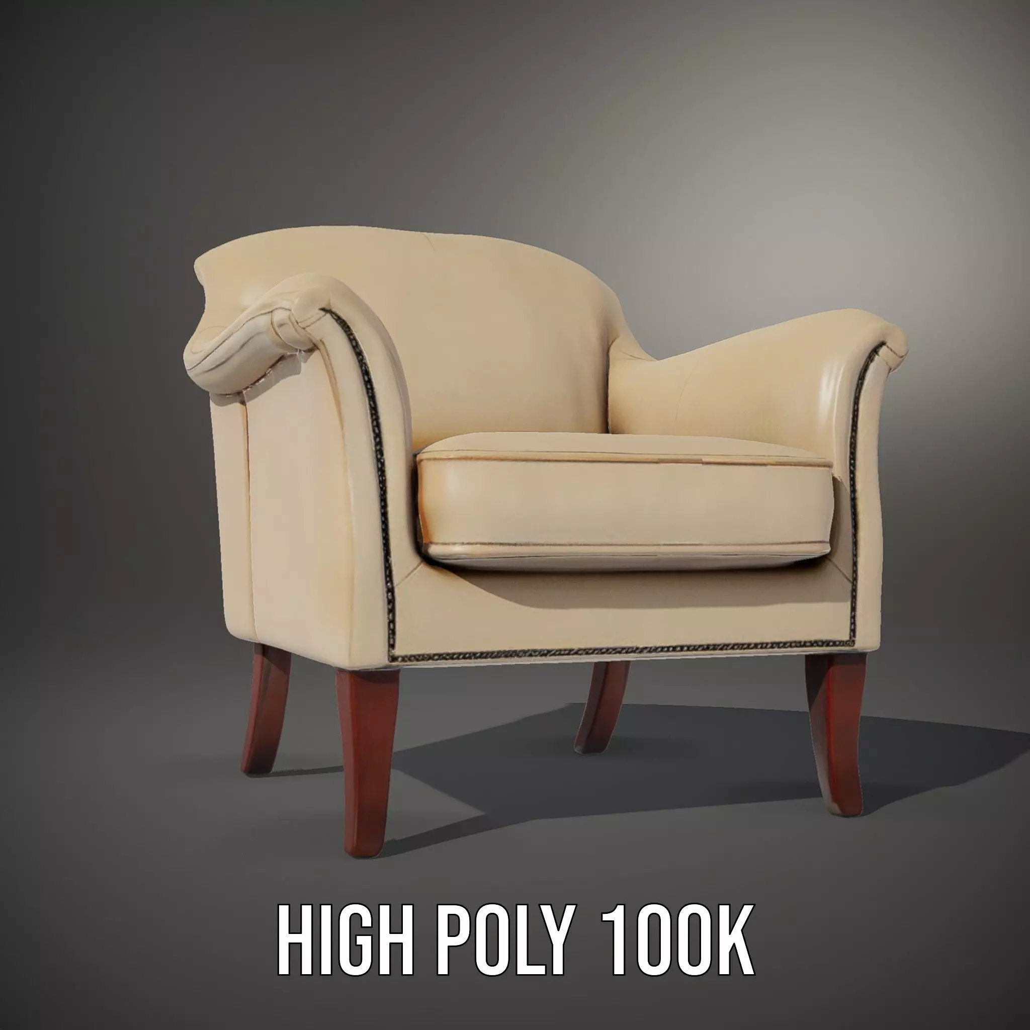 Elegant Beige Armchair model pack Low-poly 3D model_12