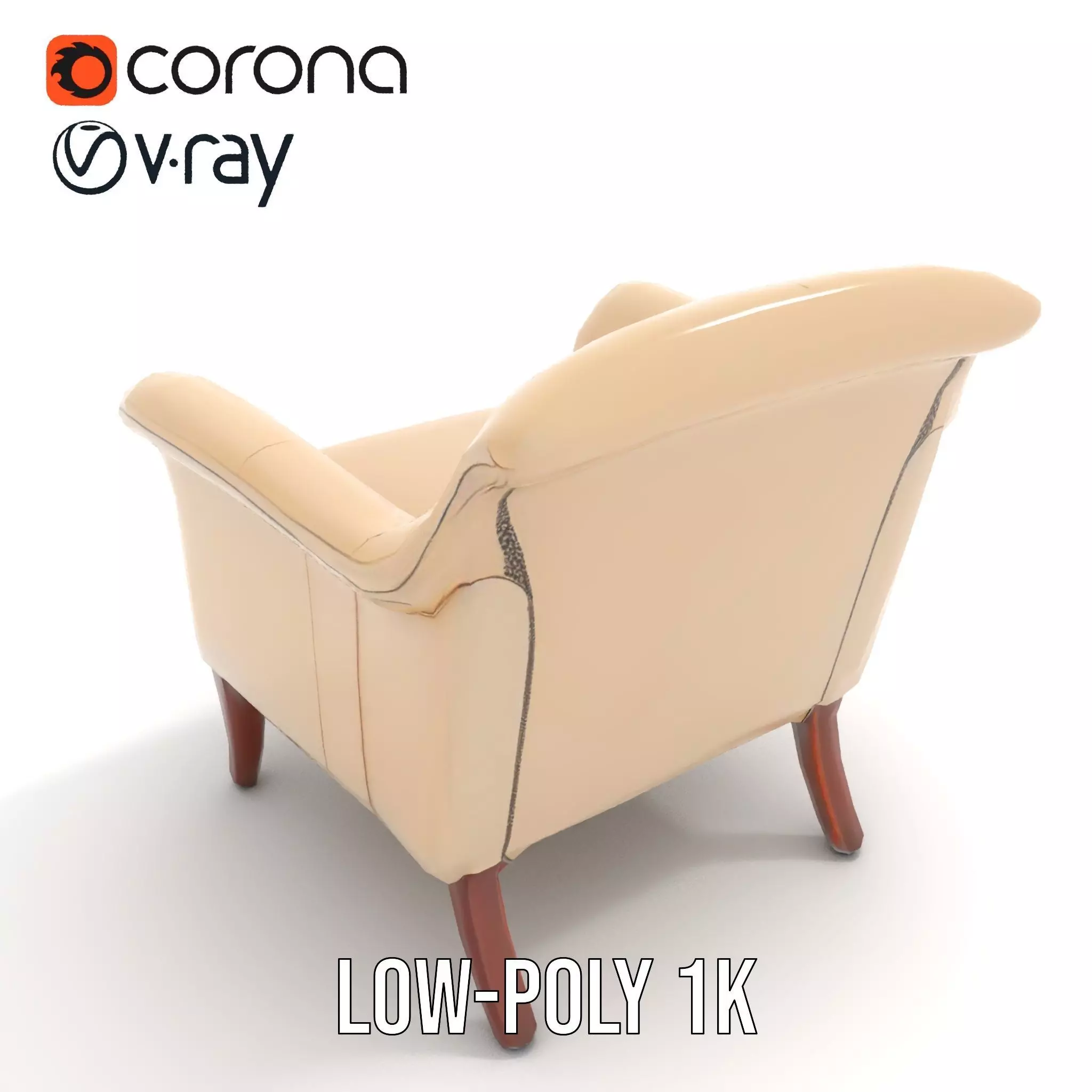 Elegant Beige Armchair model pack Low-poly 3D model_7
