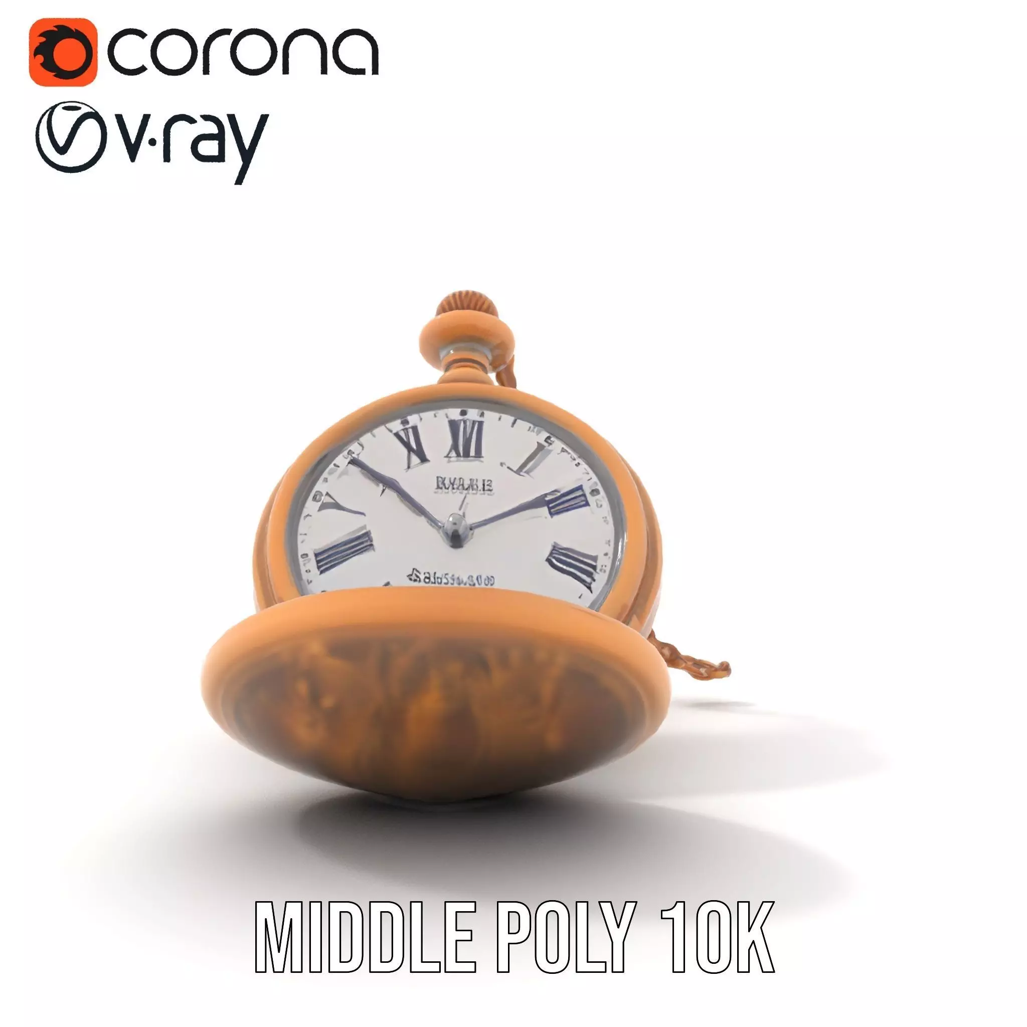 Elegant Bronze Pocket Watch model pack Low-poly 3D model_5