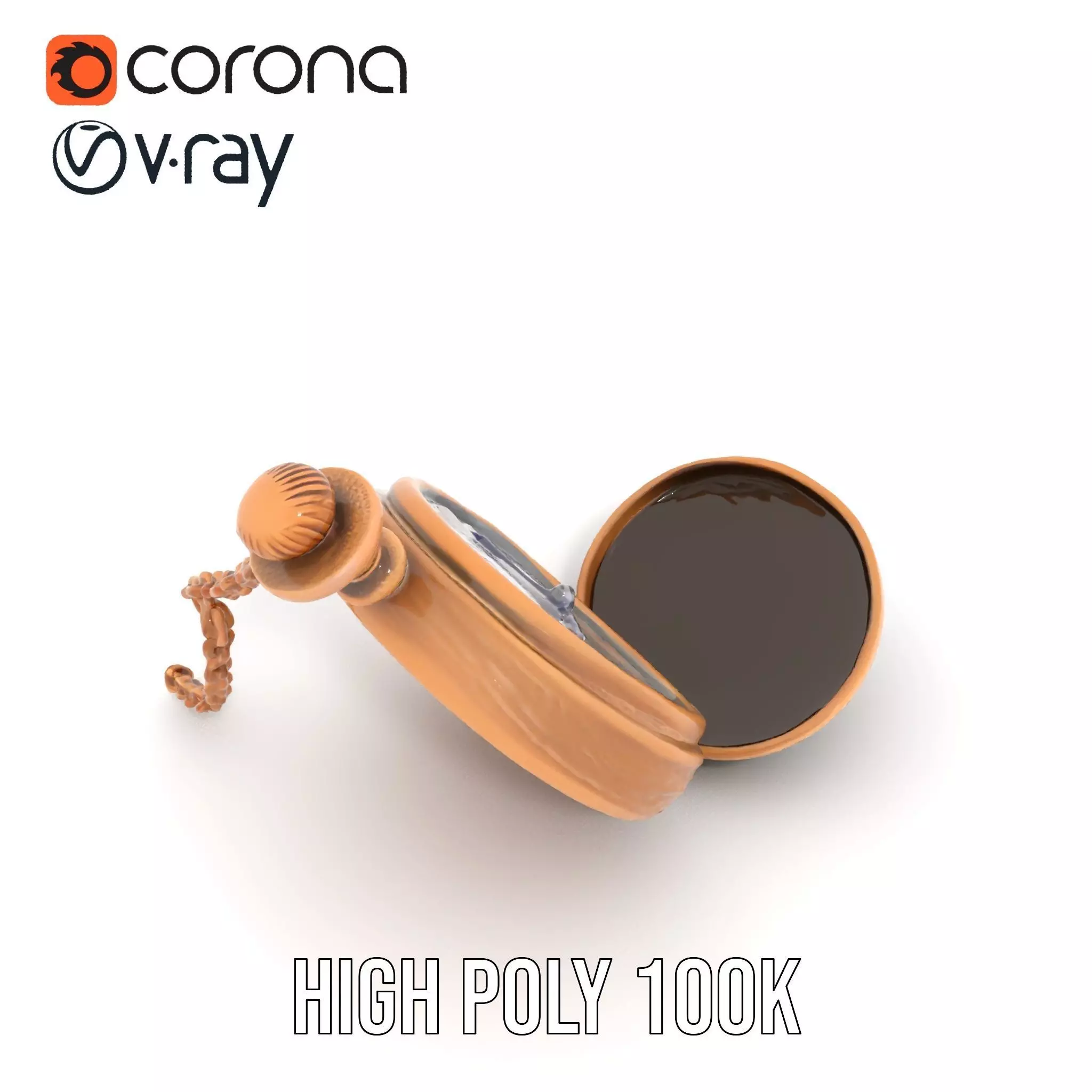 Elegant Bronze Pocket Watch model pack Low-poly 3D model_20