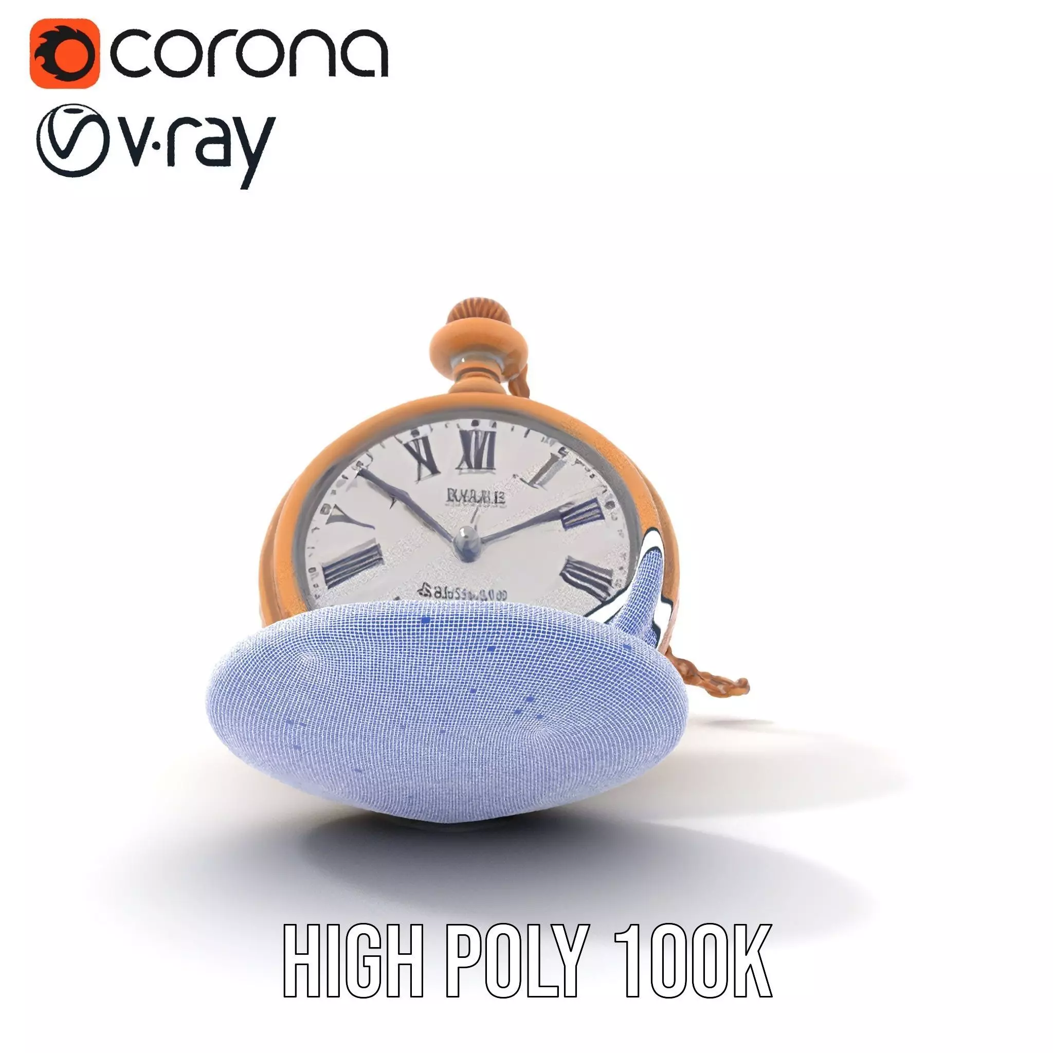 Elegant Bronze Pocket Watch model pack Low-poly 3D model_29