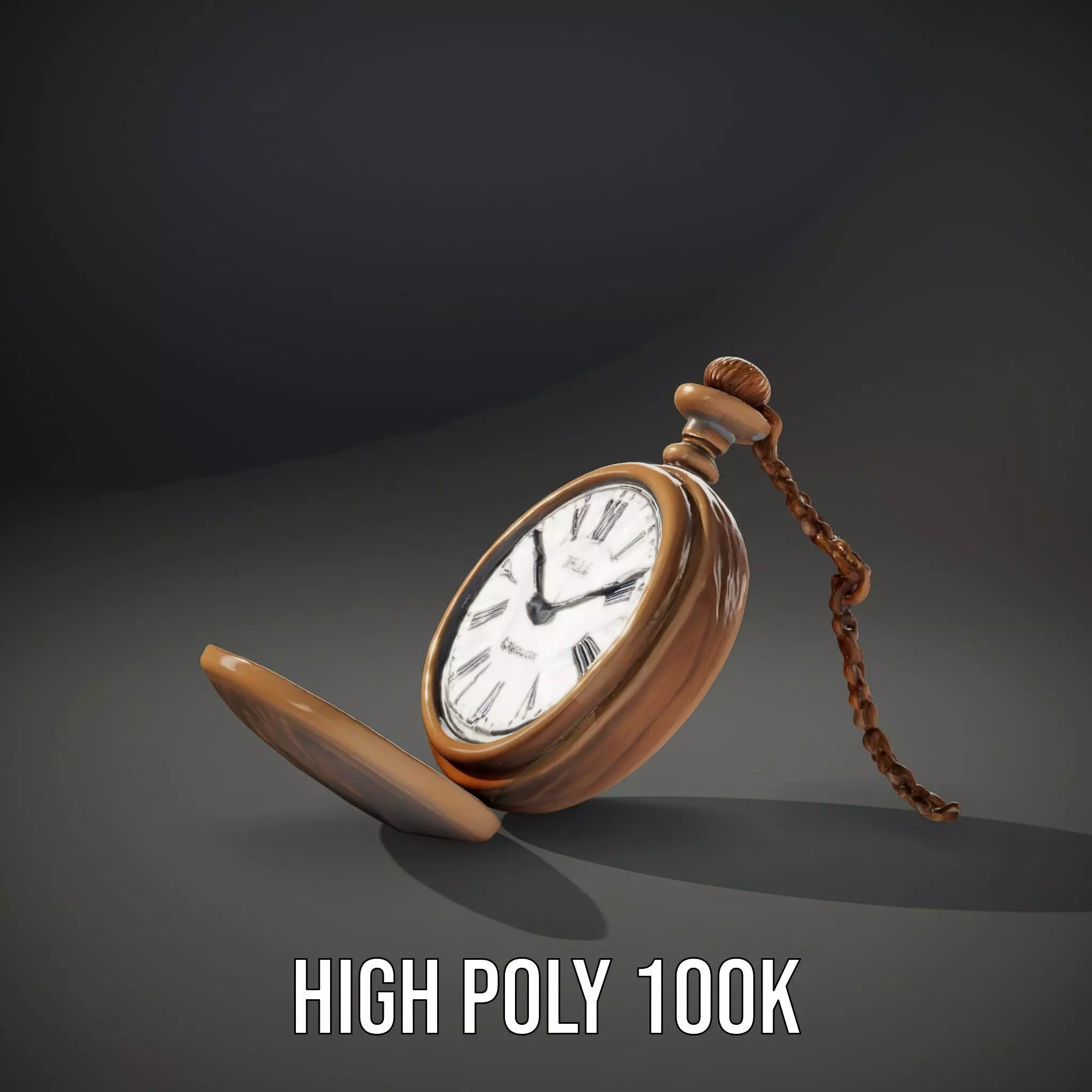 Elegant Bronze Pocket Watch model pack Low-poly 3D model_8