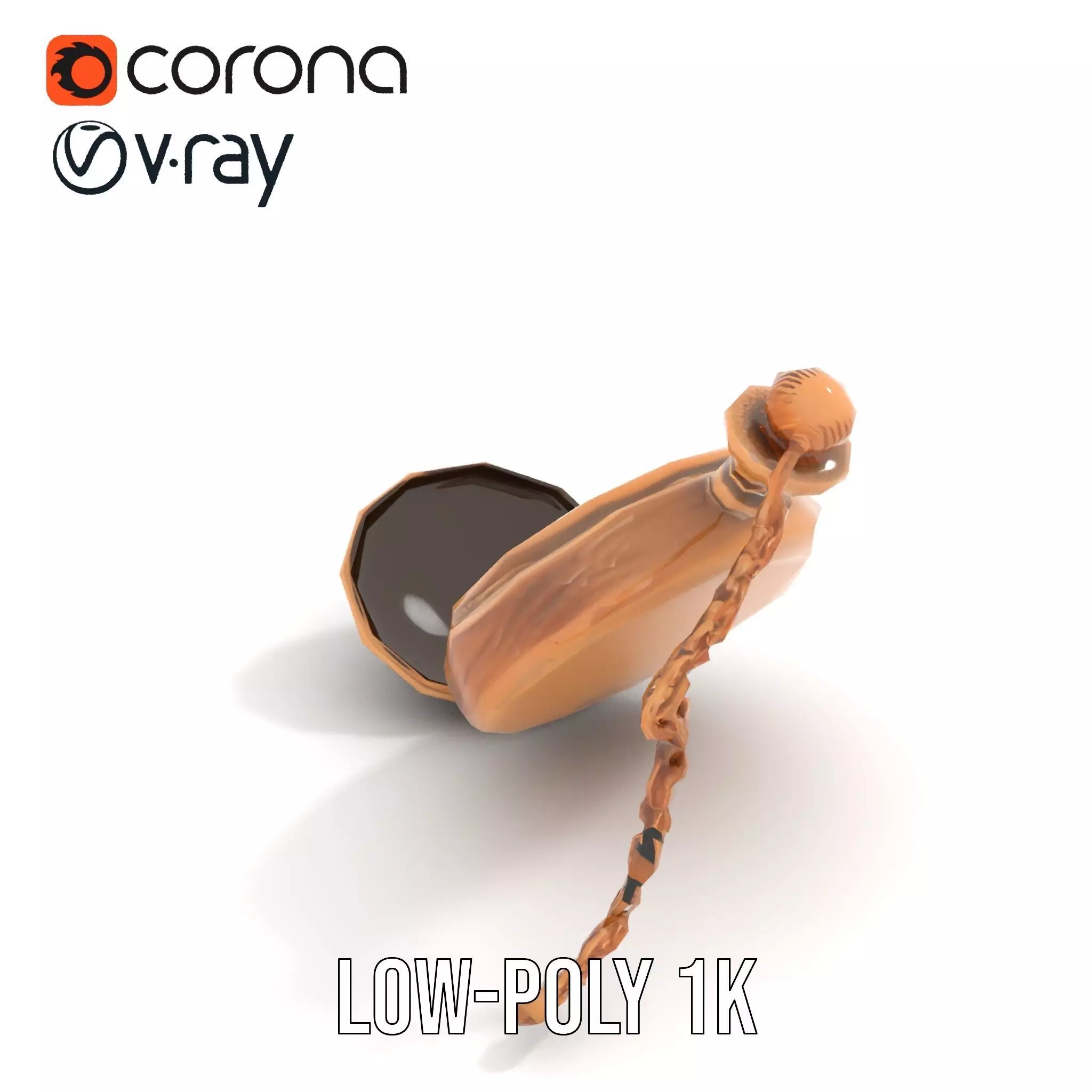 Elegant Bronze Pocket Watch model pack Low-poly 3D model_9