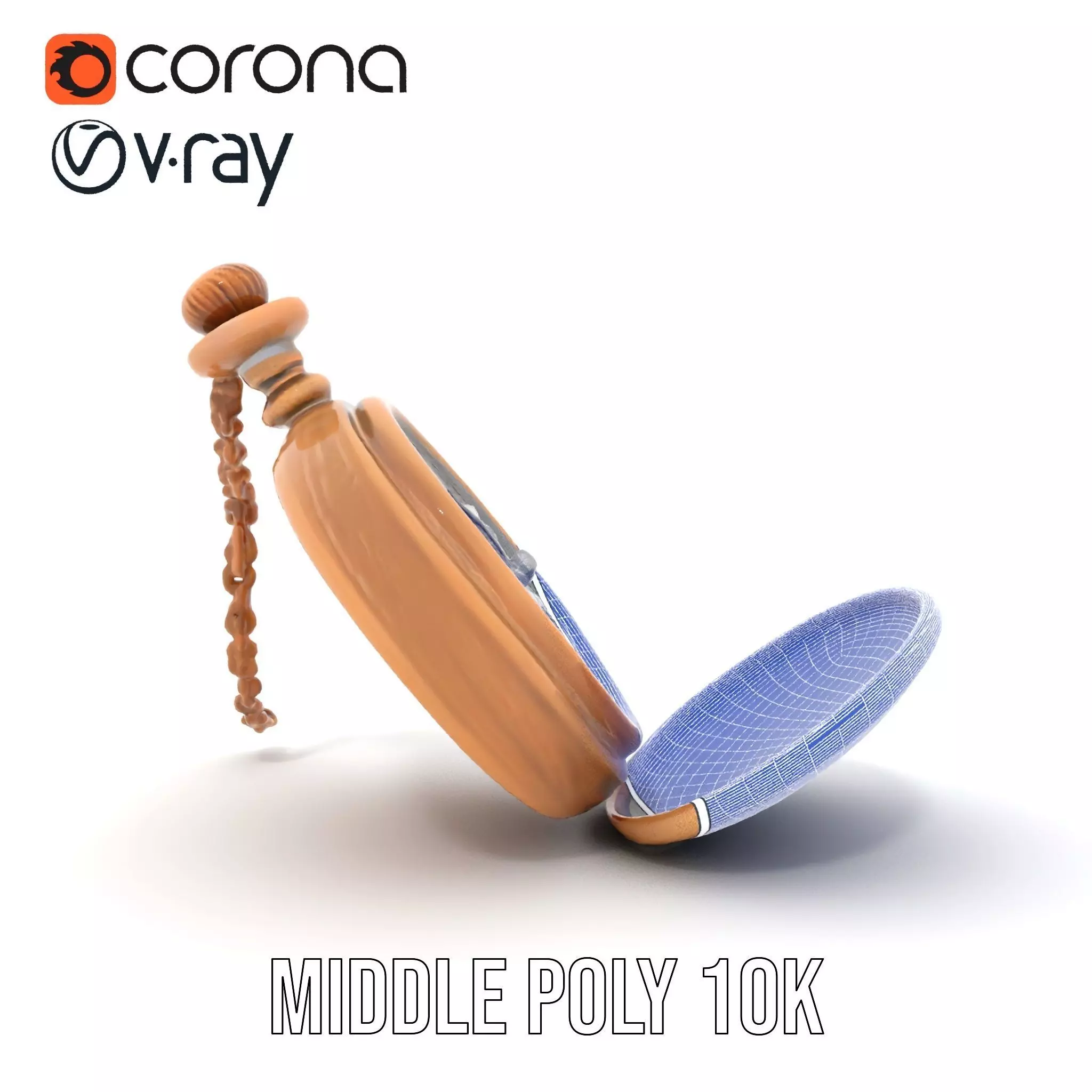 Elegant Bronze Pocket Watch model pack Low-poly 3D model_24