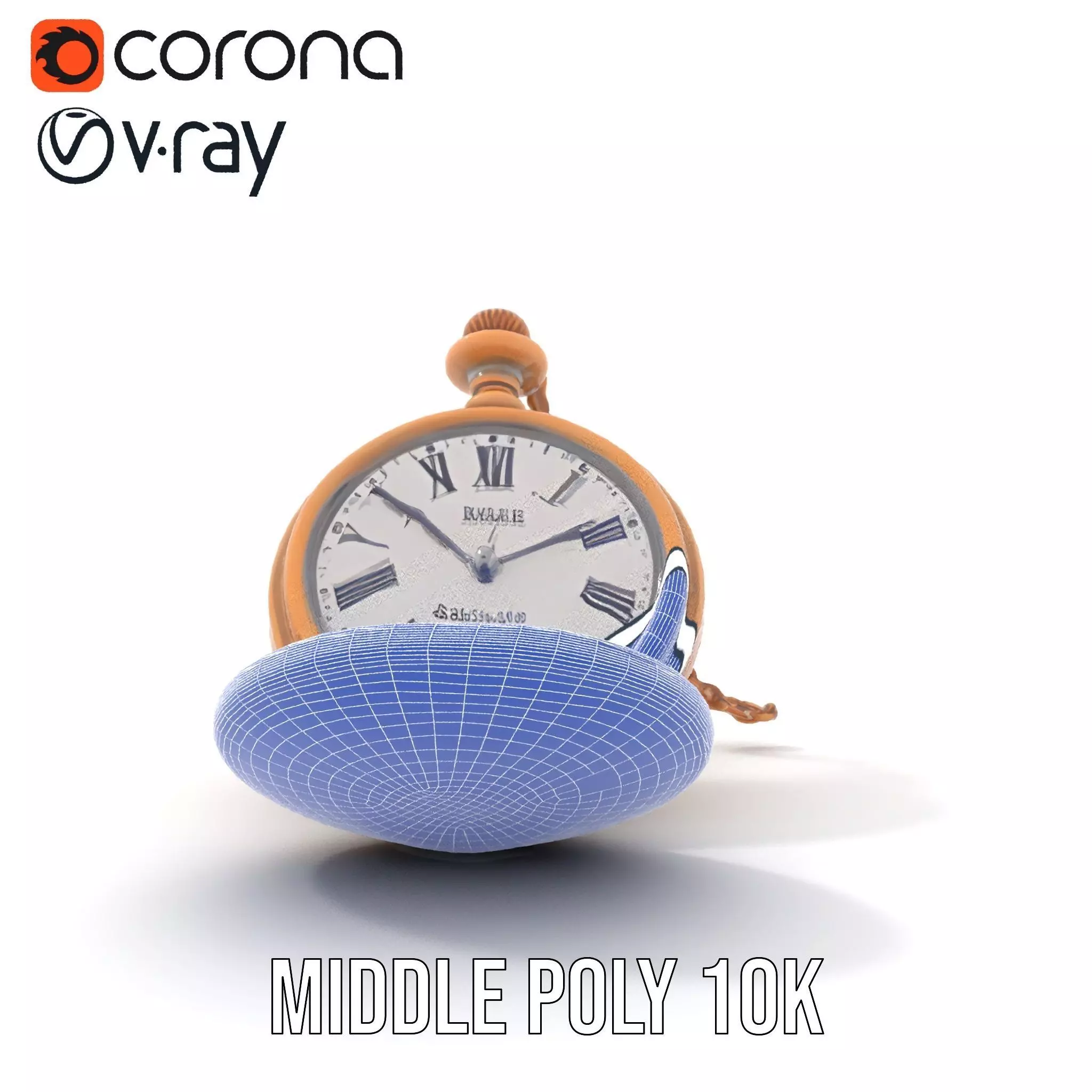Elegant Bronze Pocket Watch model pack Low-poly 3D model_30
