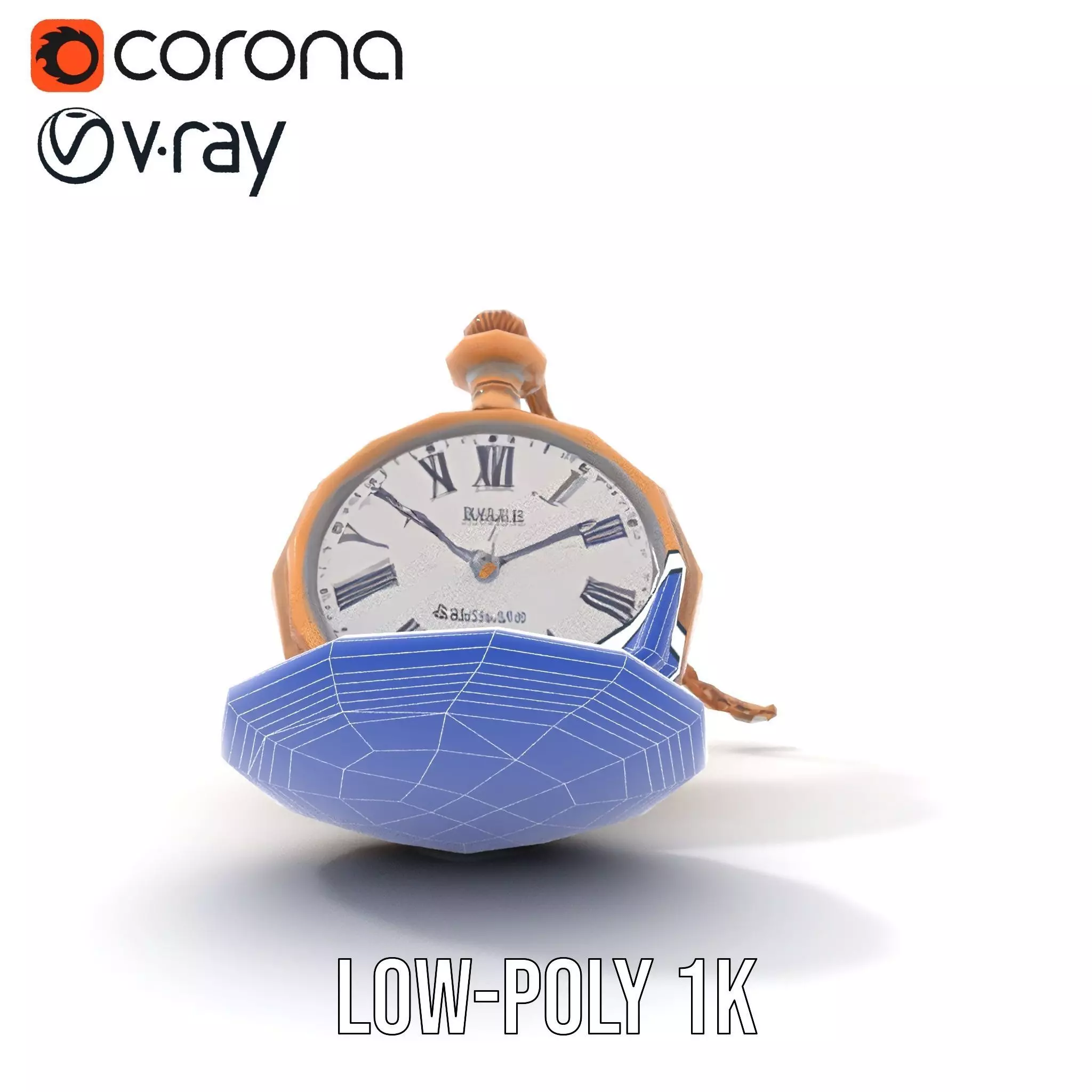 Elegant Bronze Pocket Watch model pack Low-poly 3D model_28