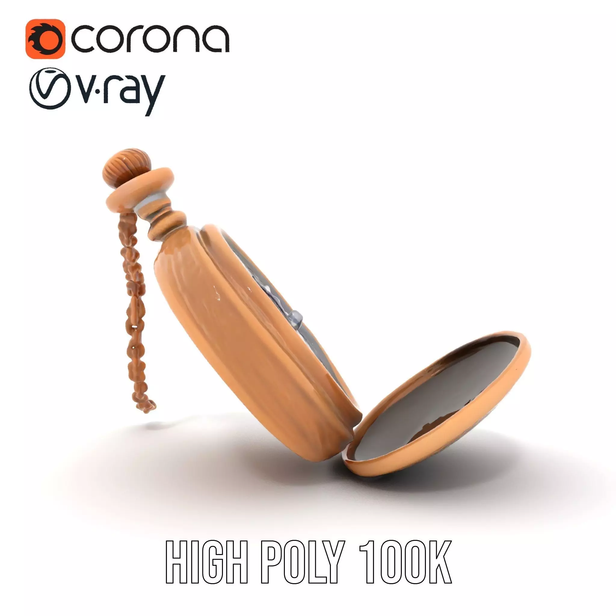 Elegant Bronze Pocket Watch model pack Low-poly 3D model_23