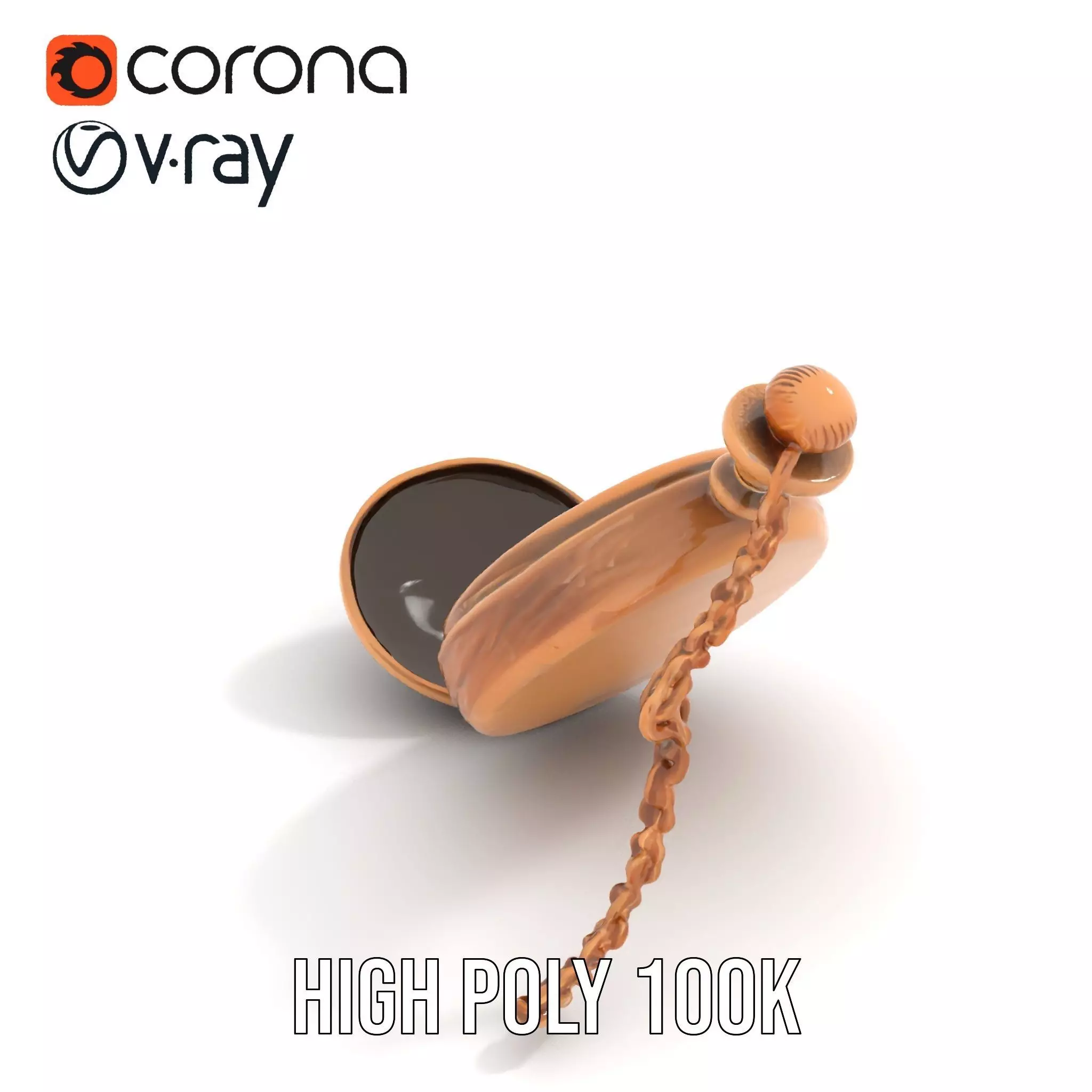 Elegant Bronze Pocket Watch model pack Low-poly 3D model_15