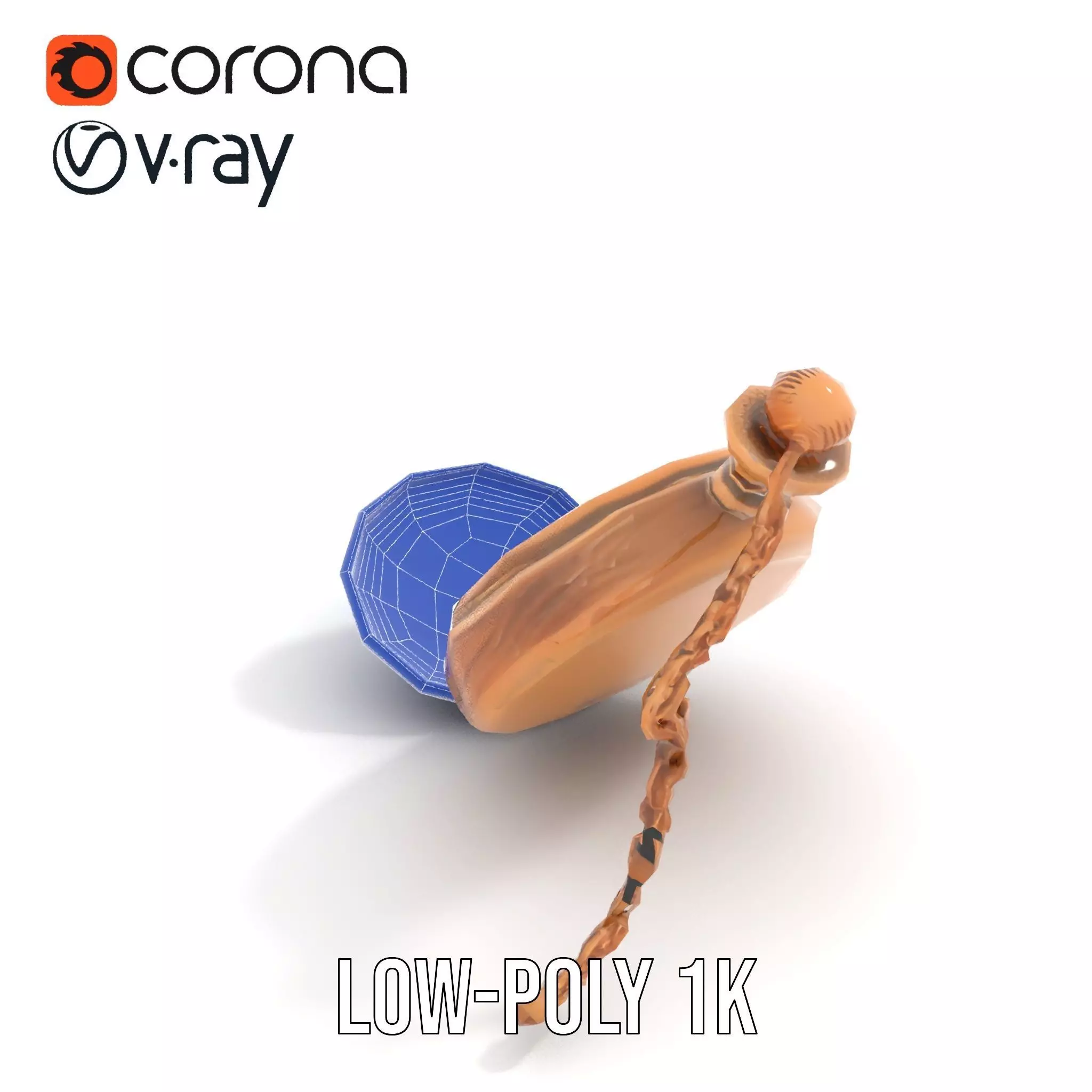 Elegant Bronze Pocket Watch model pack Low-poly 3D model_22