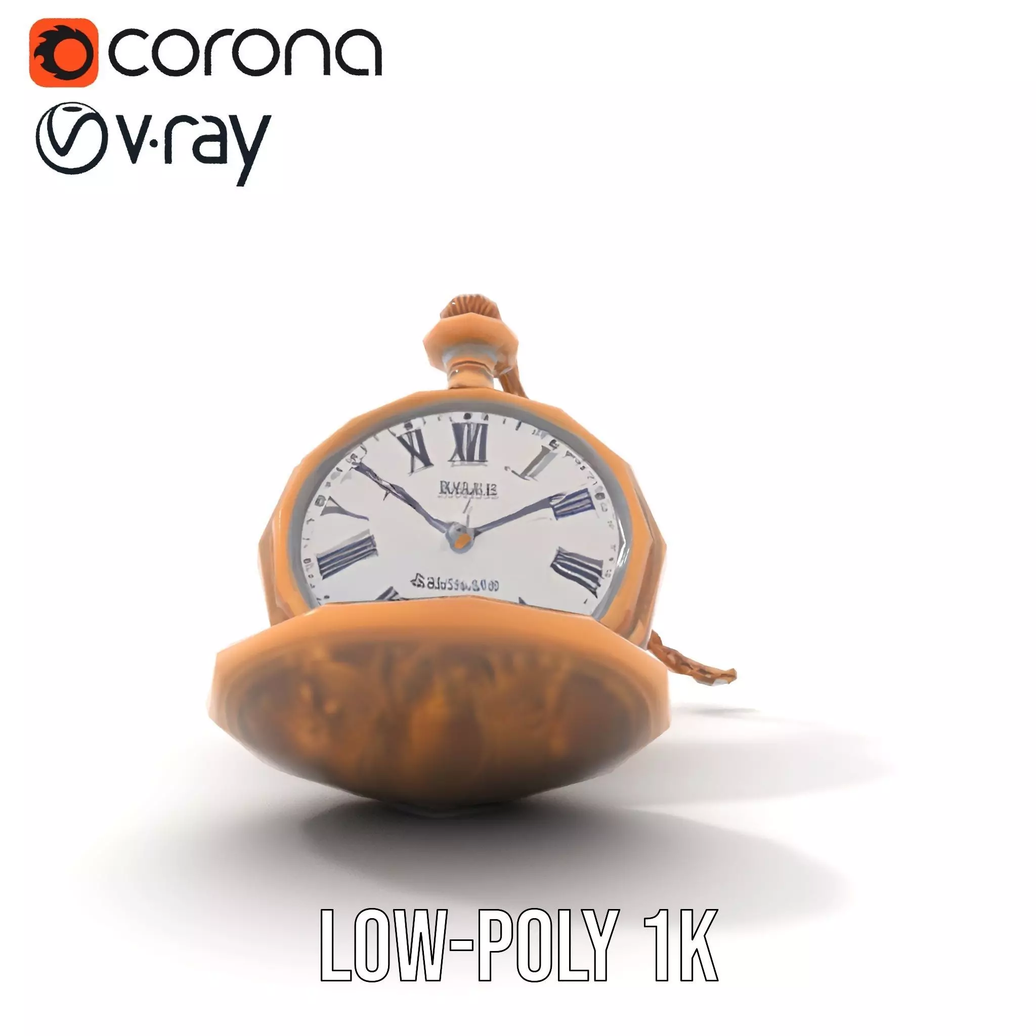Elegant Bronze Pocket Watch model pack Low-poly 3D model_19