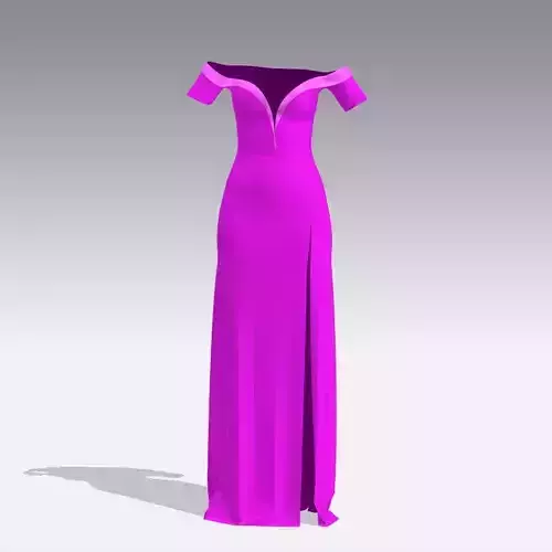 dress magenta color wide colllar slit skirt a line look