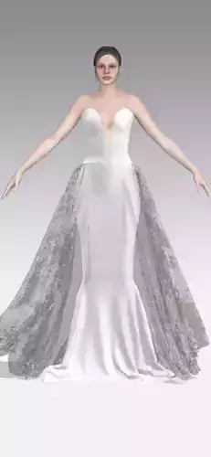 wedding dress deep v neckline fistail dress and extra vual skirt