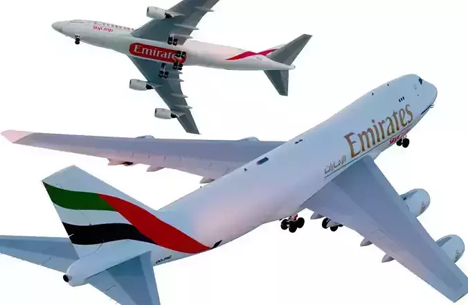 Realistic Emirates SkyCargo Boeing 777F Airplane 3D Model