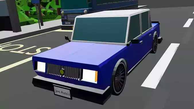 stylized low poly sedan