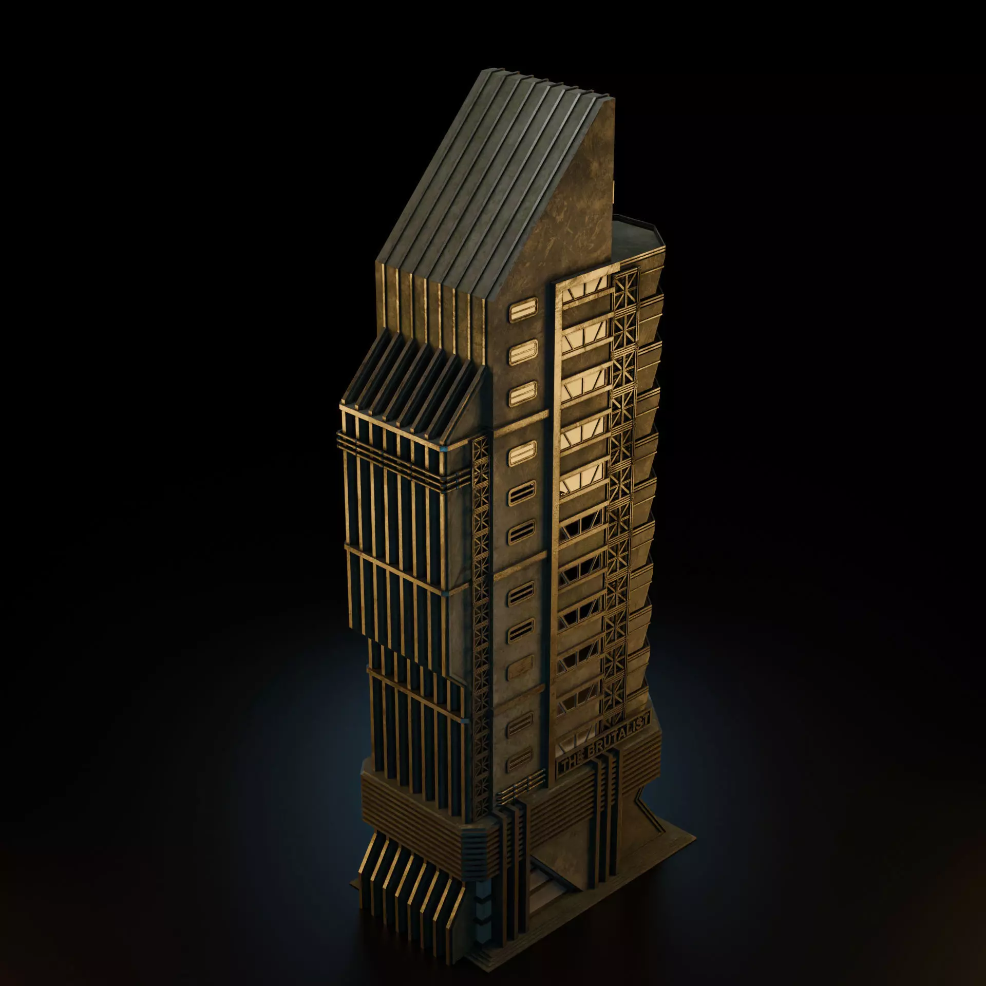 DYSTOPIAN BRUTALIST BUILDING SCIFI 01 Low-poly 3D model_10