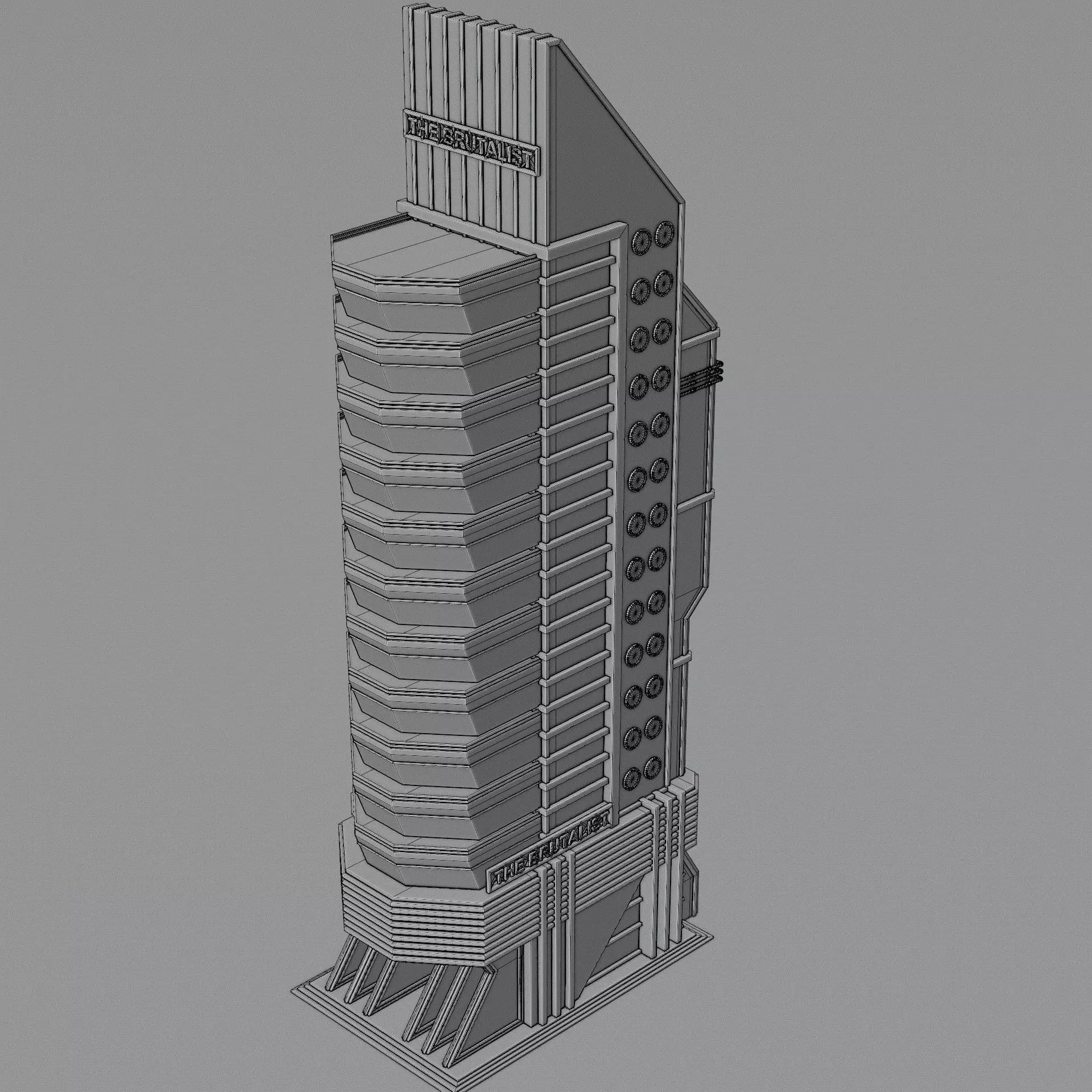 DYSTOPIAN BRUTALIST BUILDING SCIFI 01 Low-poly 3D model_15