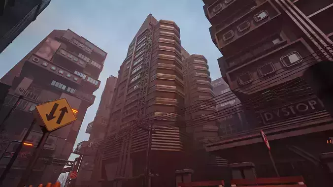 DYSTOPIAN BRUTALIST BUILDING SCIFI 01 Low-poly 3D model