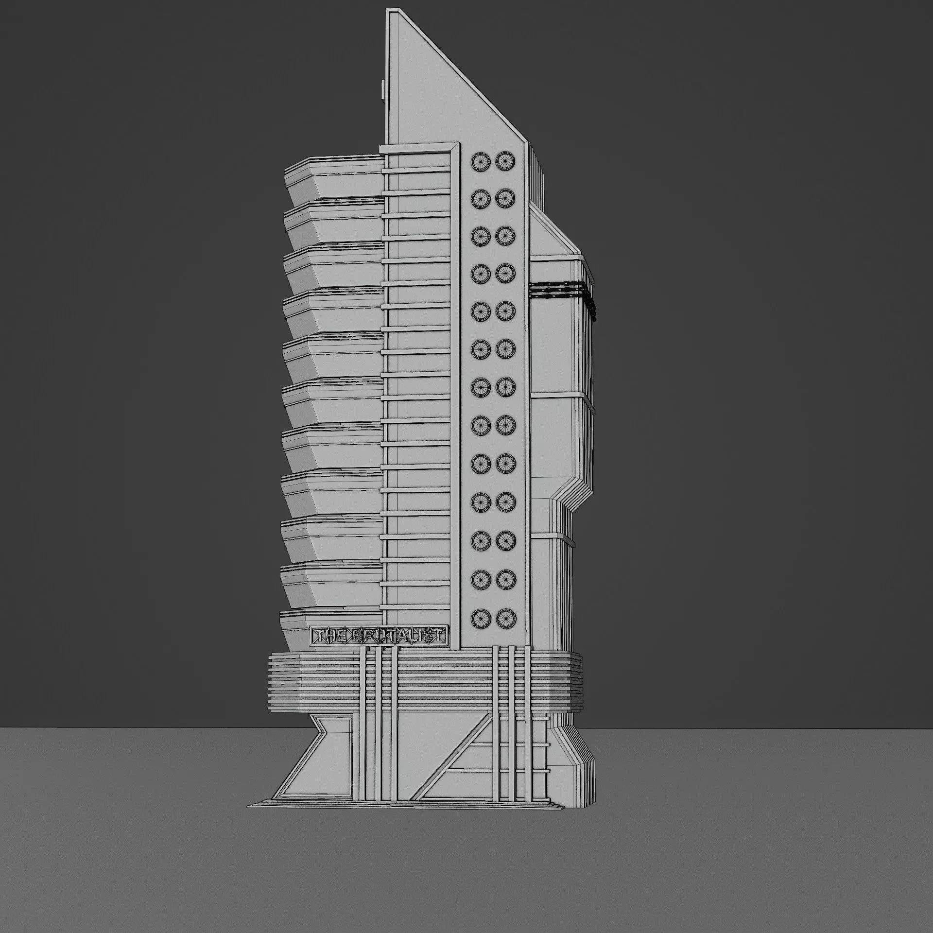 DYSTOPIAN BRUTALIST BUILDING SCIFI 01 Low-poly 3D model_13