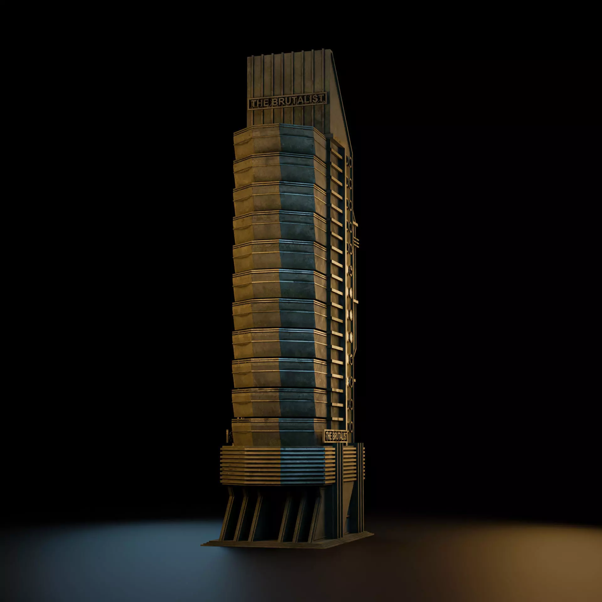 DYSTOPIAN BRUTALIST BUILDING SCIFI 01 Low-poly 3D model_4