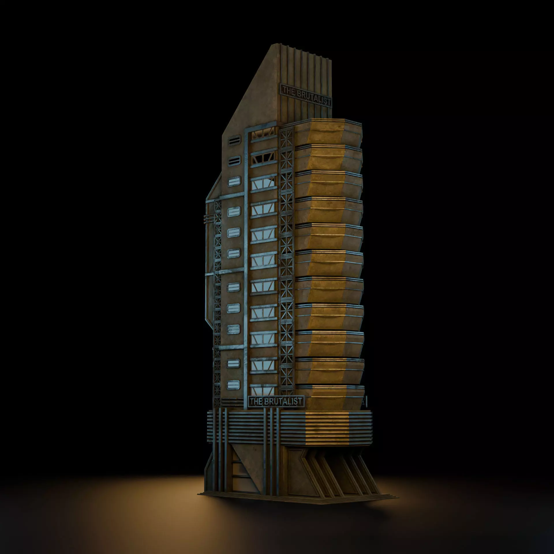 DYSTOPIAN BRUTALIST BUILDING SCIFI 01 Low-poly 3D model_3