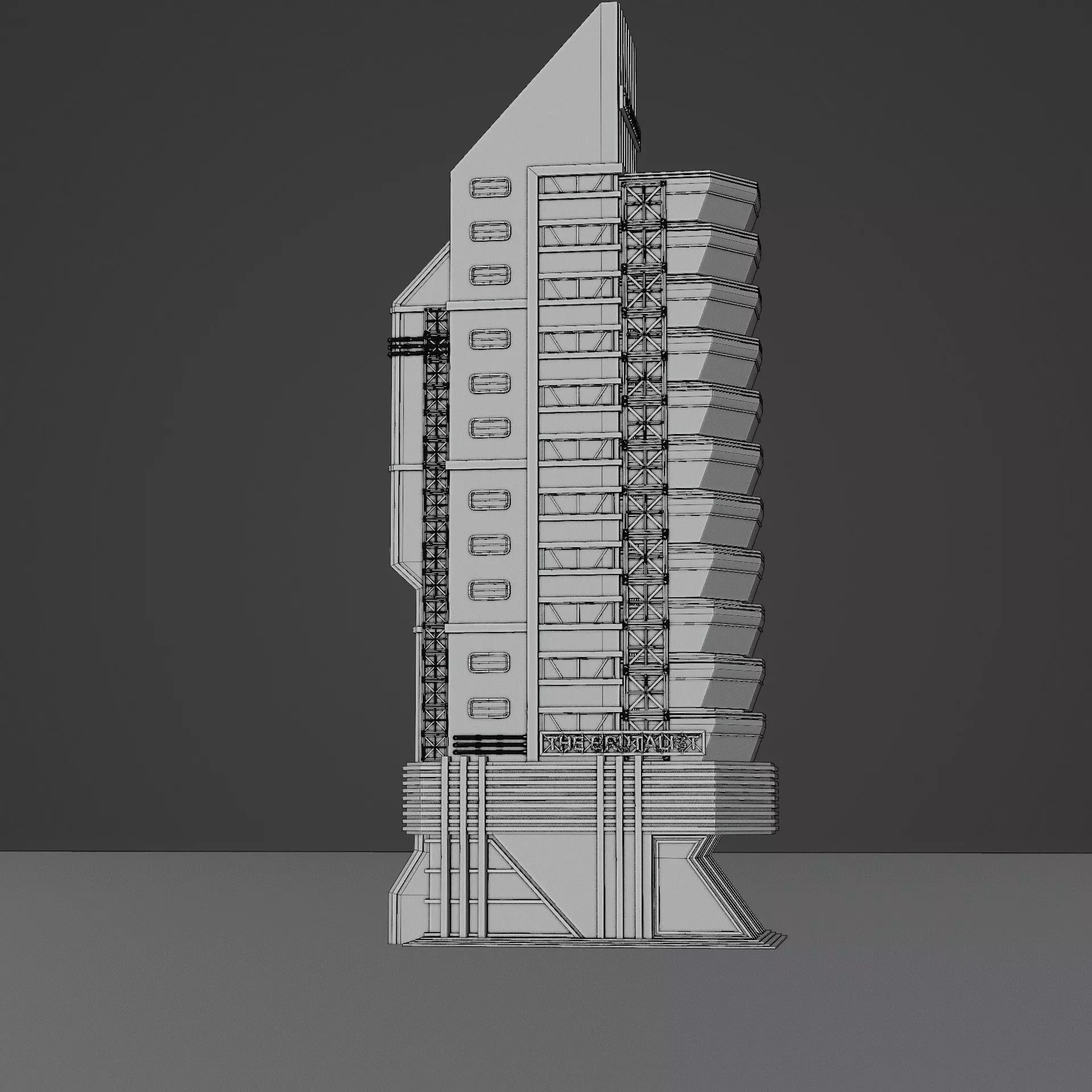 DYSTOPIAN BRUTALIST BUILDING SCIFI 01 Low-poly 3D model_12