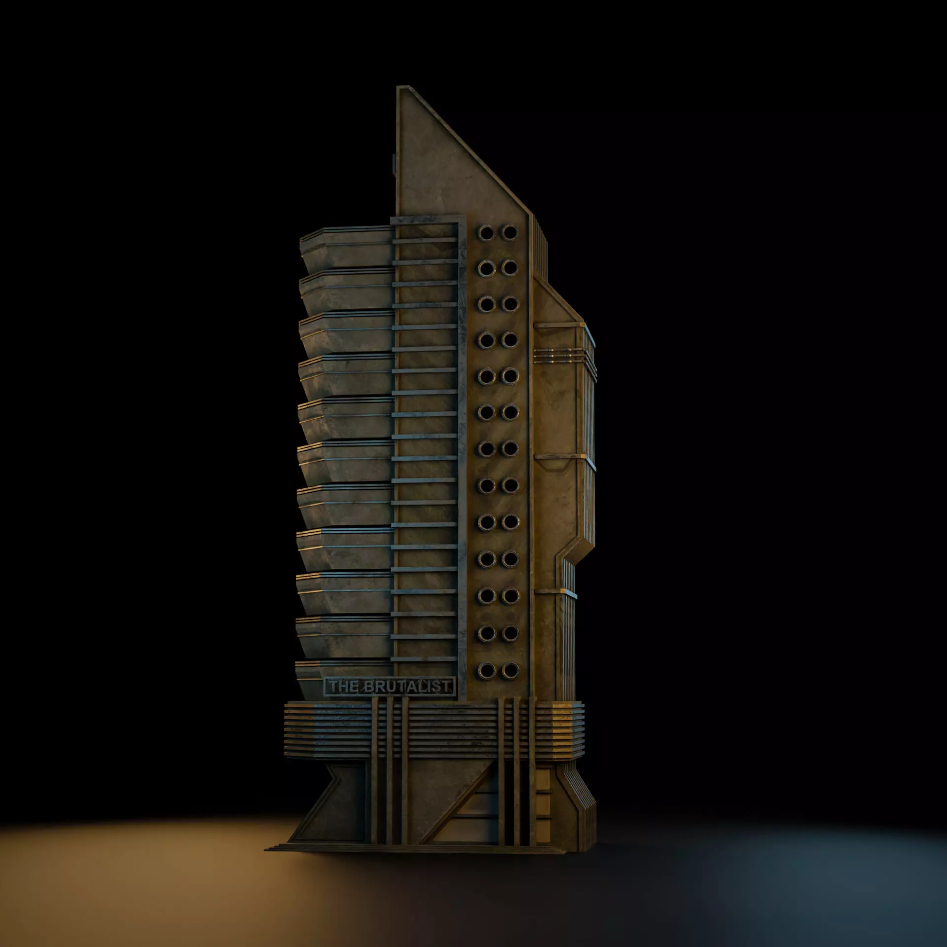 DYSTOPIAN BRUTALIST BUILDING SCIFI 01 Low-poly 3D model_6
