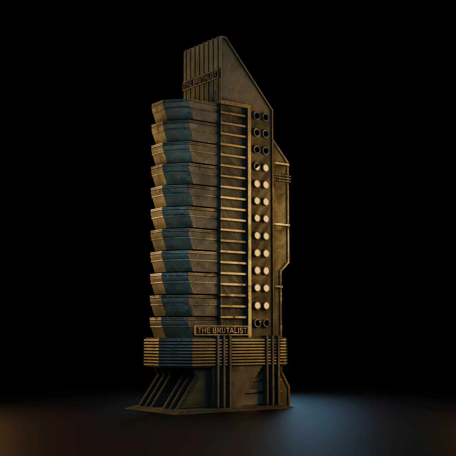 DYSTOPIAN BRUTALIST BUILDING SCIFI 01 Low-poly 3D model_5