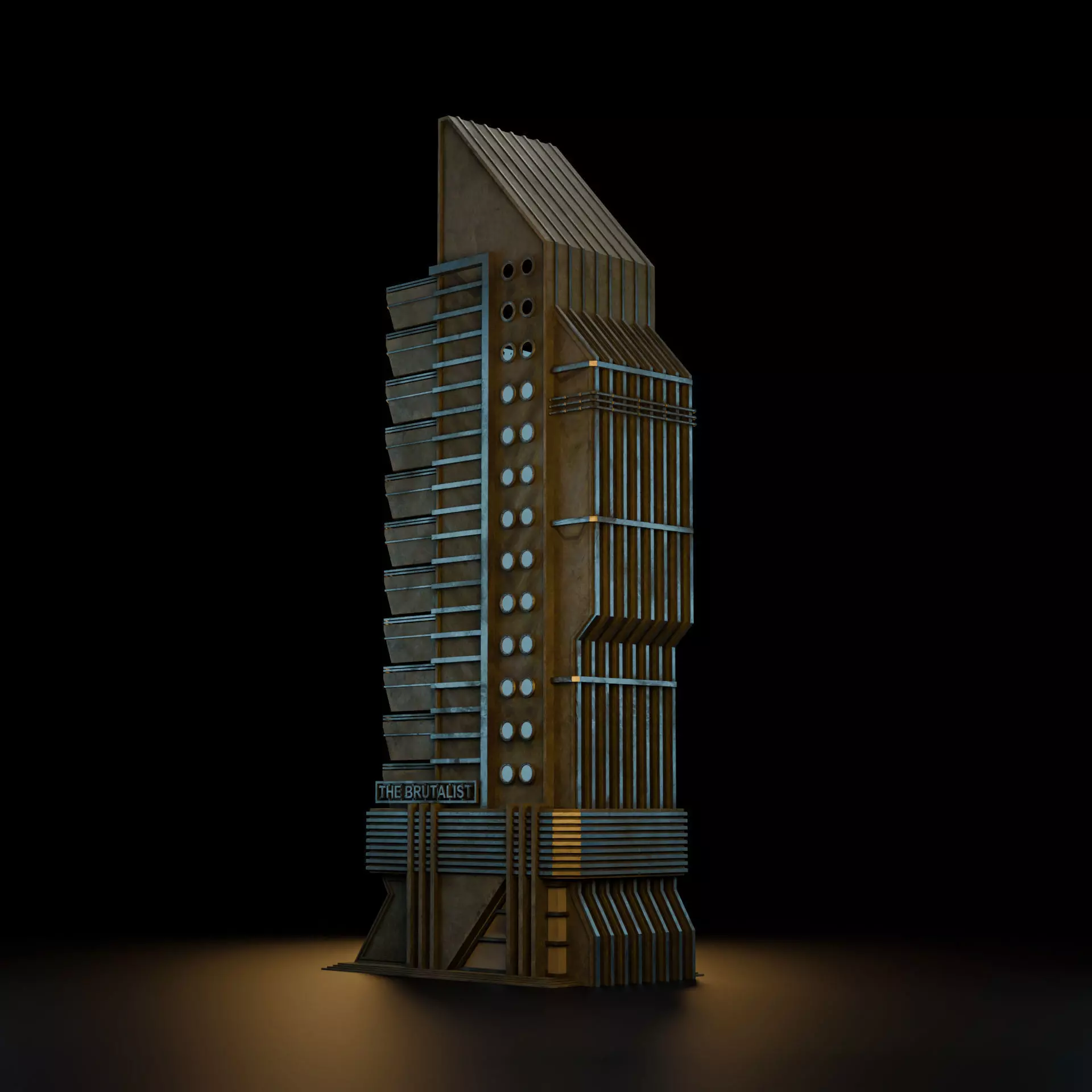 DYSTOPIAN BRUTALIST BUILDING SCIFI 01 Low-poly 3D model_7