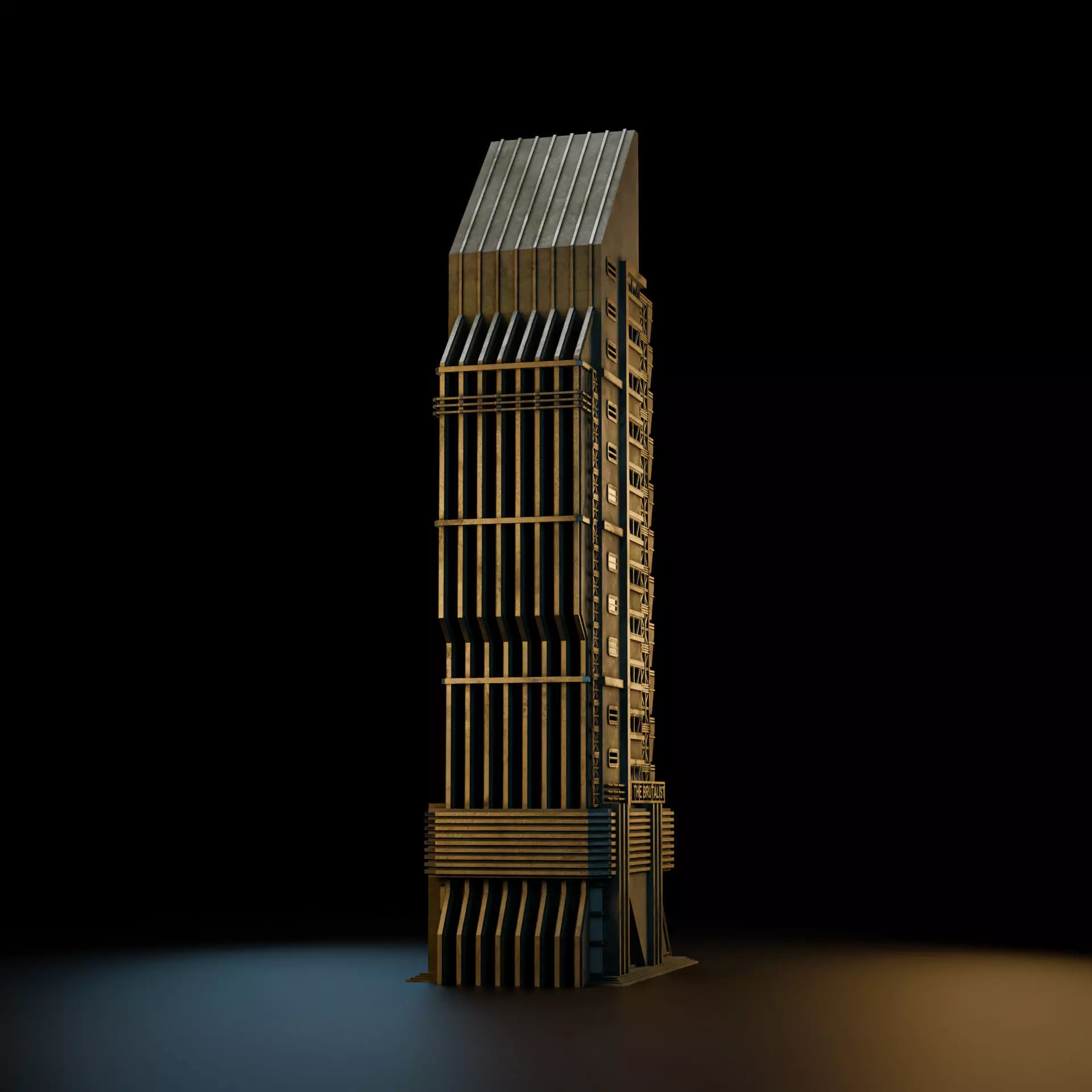DYSTOPIAN BRUTALIST BUILDING SCIFI 01 Low-poly 3D model_8